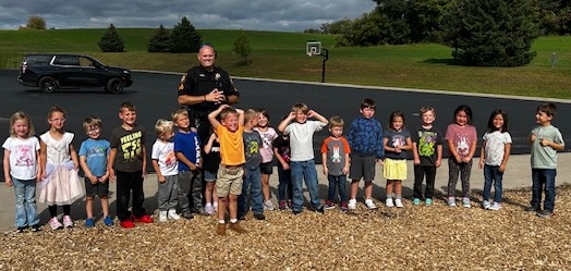 Students with Police of Chief