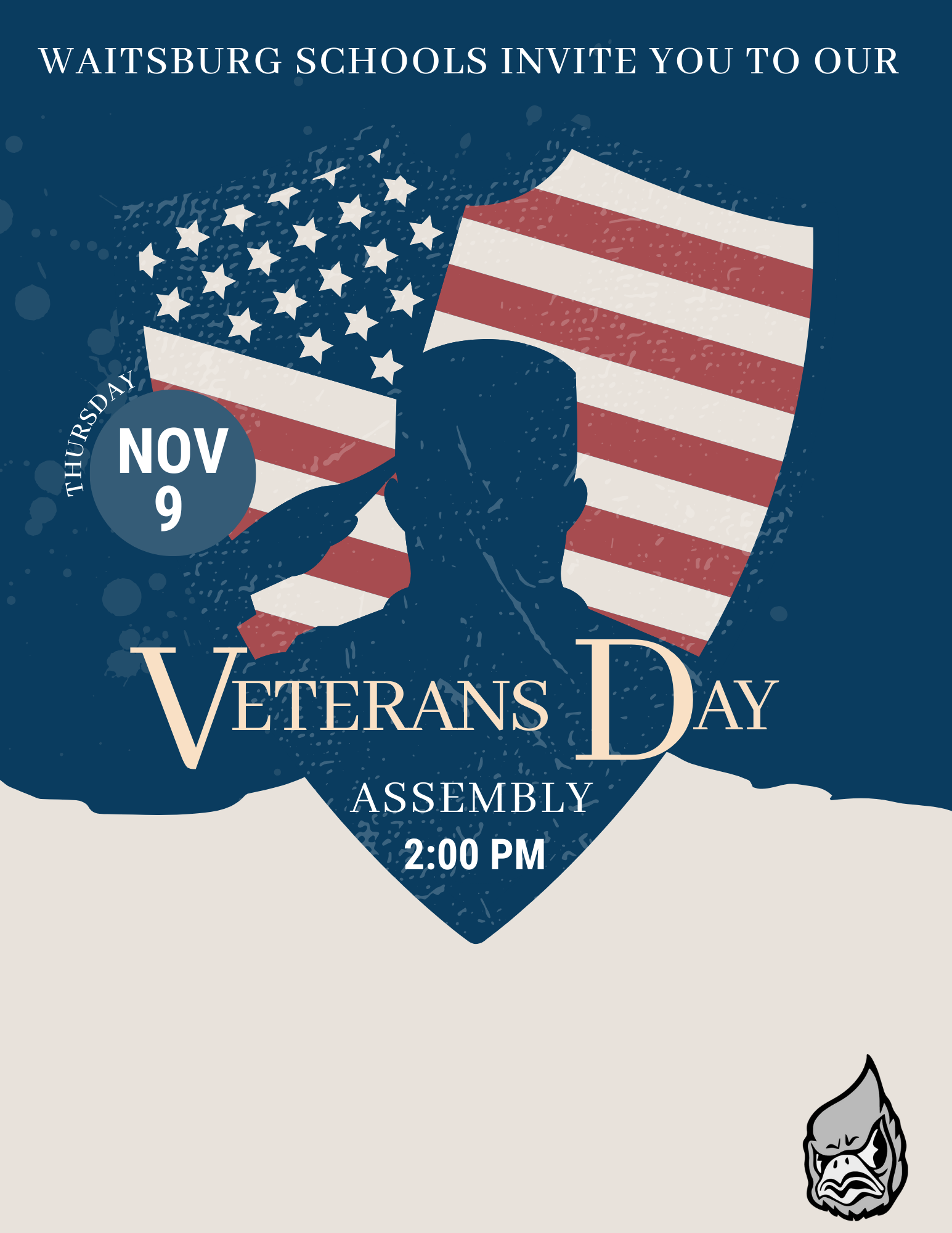 Veterans day assembly November 9 at 2PM