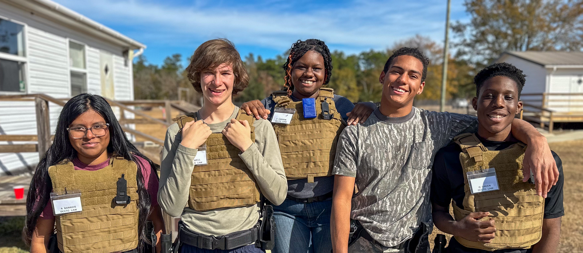 WHS Students after running the Law Enforcement obstacle course at DCCTC