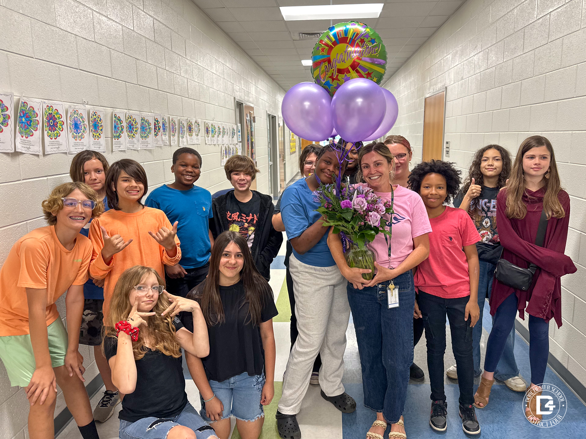 Teacher of the year Mrs. Ayer with her homeroom