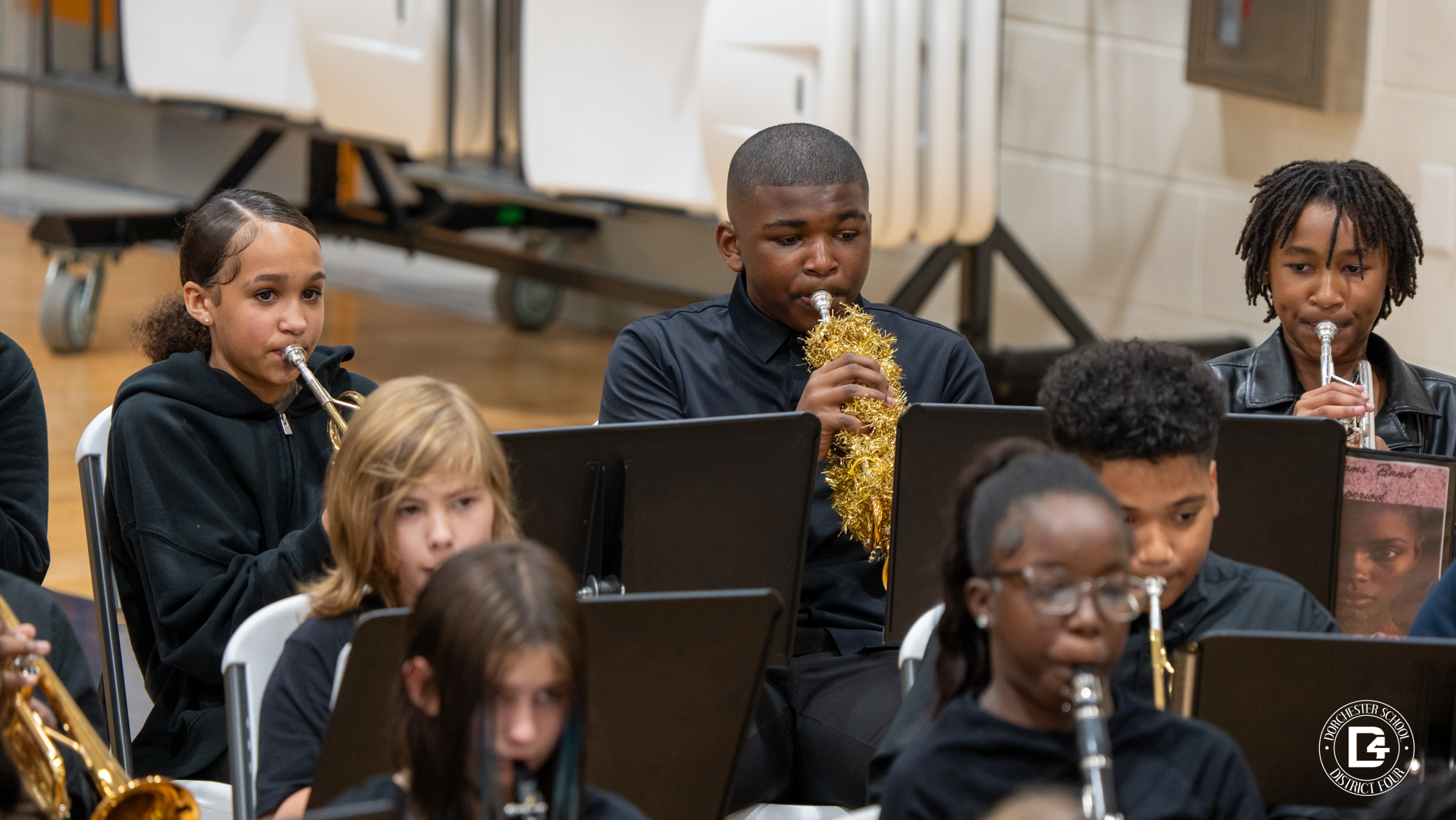 trumpet player from WMS during the winter concert.