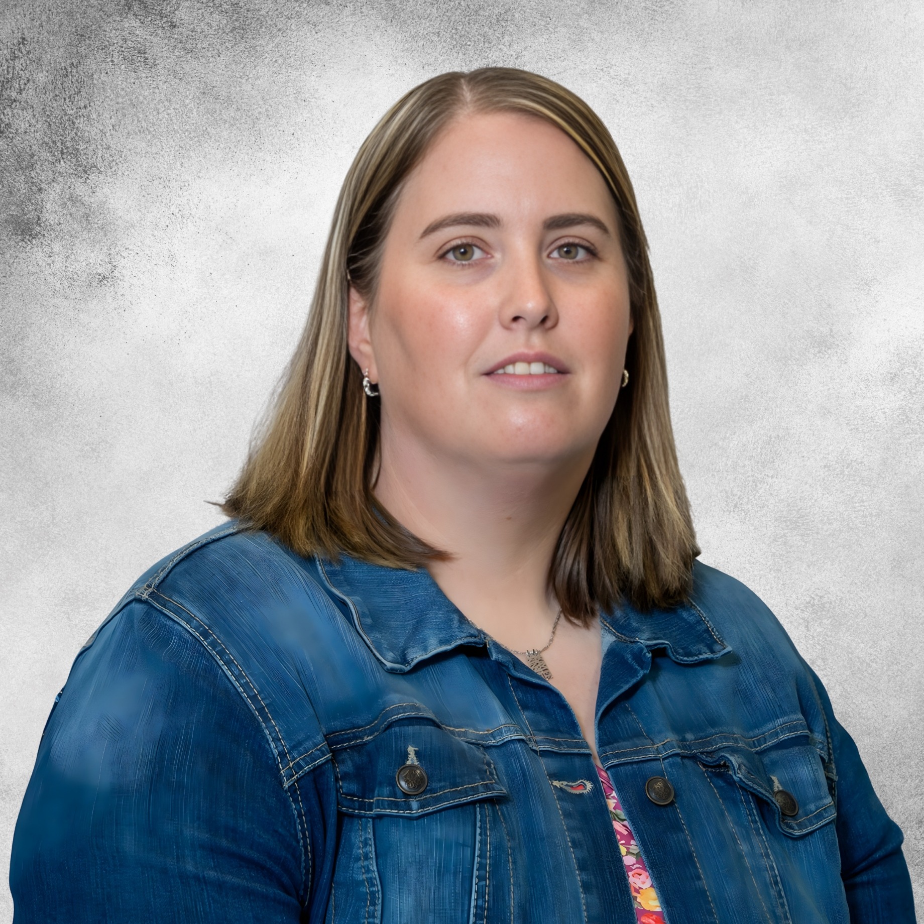 Kimberly Broad photo in blue shirt