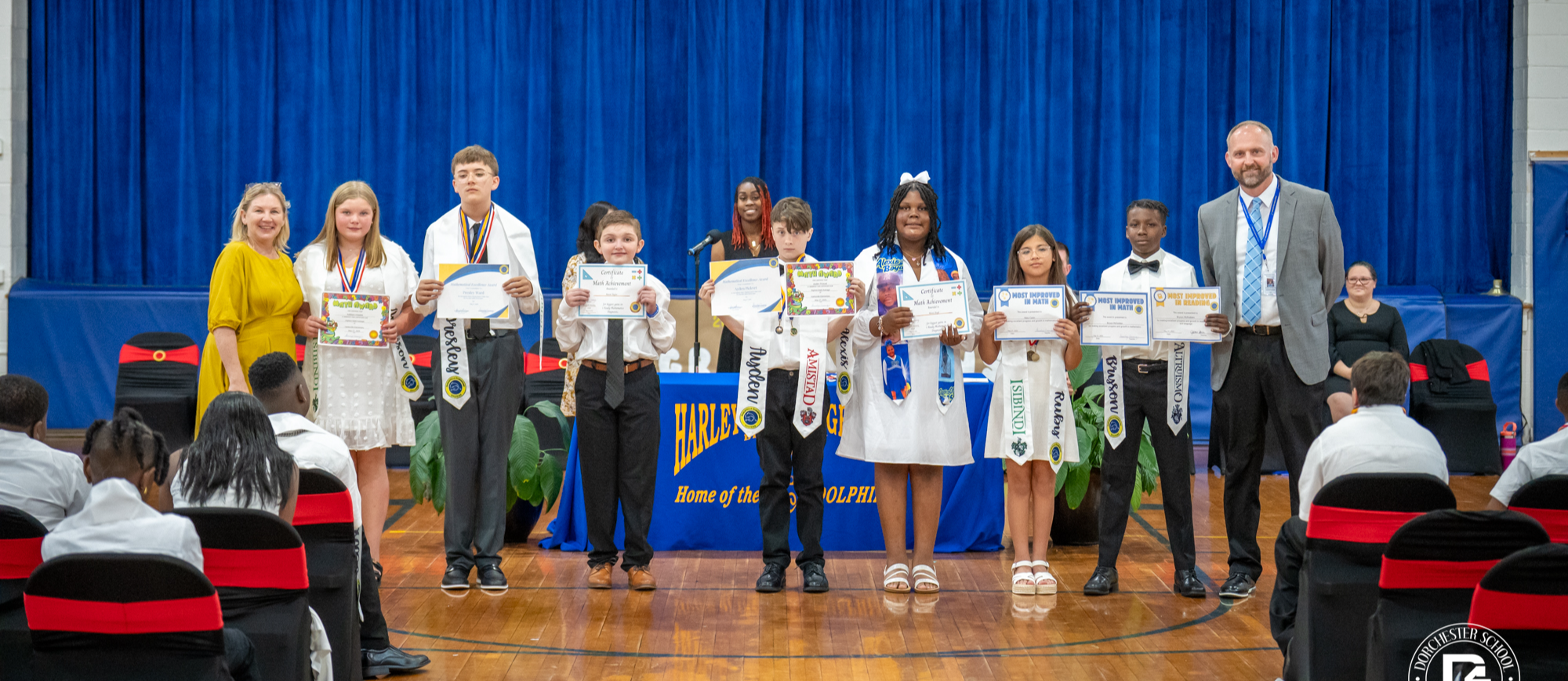 HES Students posing with their certificates at the 5th grade promotion