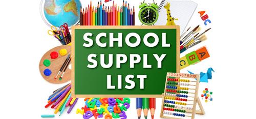 School supply list written on a green chalk board