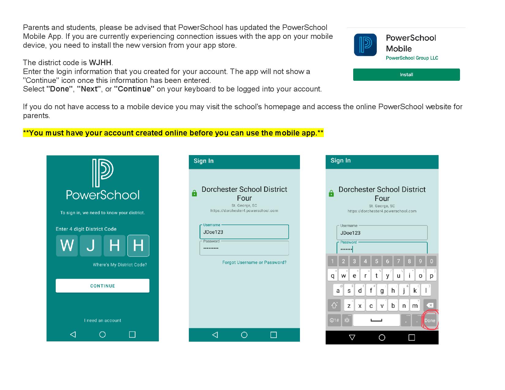 Information about Powerschool App