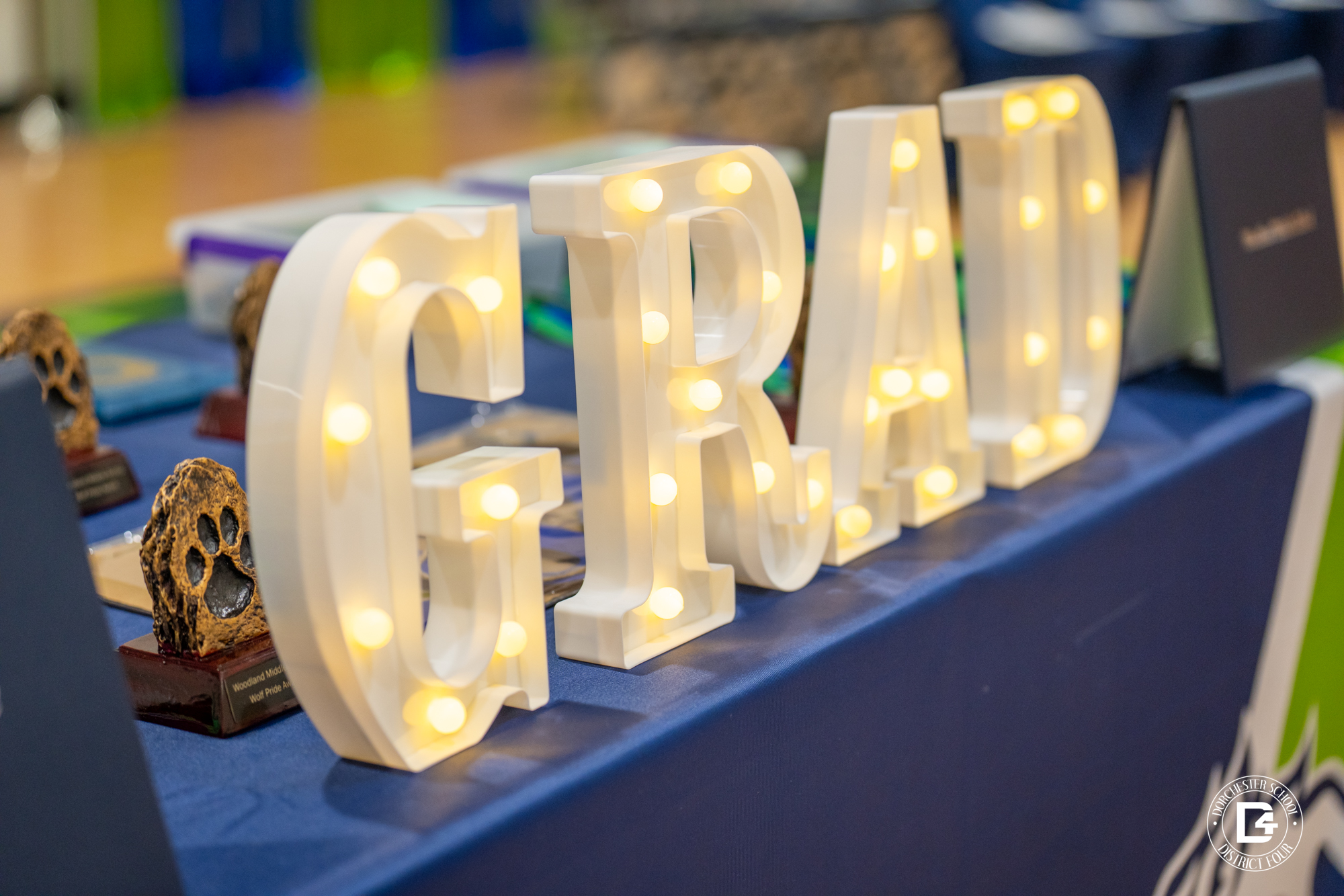 GRAD sign at WMS 8th grade promotion