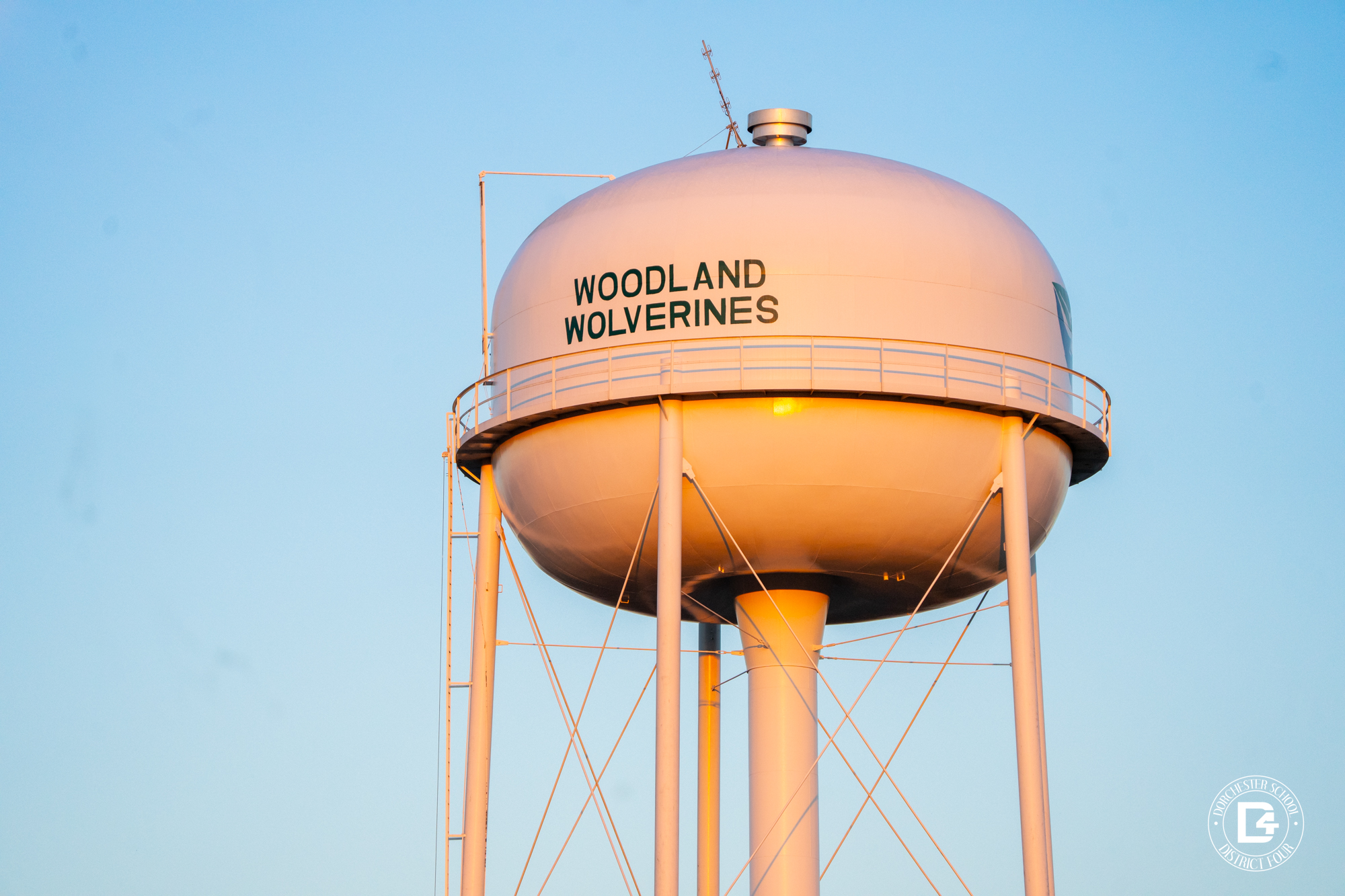 Water Tower with woodland wolverines written on it