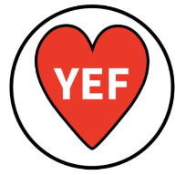 Heart with the letters YEF inside of it