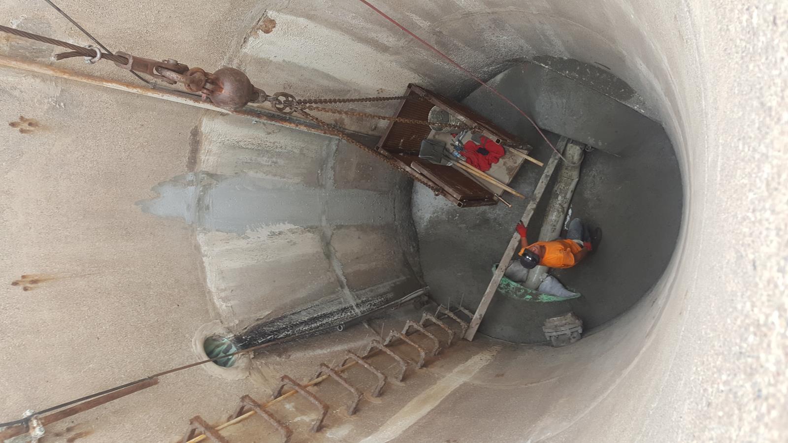 The old wet well at Lift Station 20 is being rehabilitated into a manhole. 2018-08-24