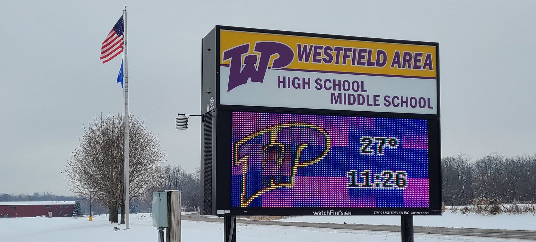 Front view of Westfield Area High School campus.