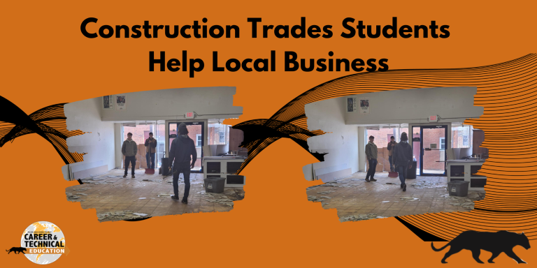 Construction Trades Students Help Local Businesses!