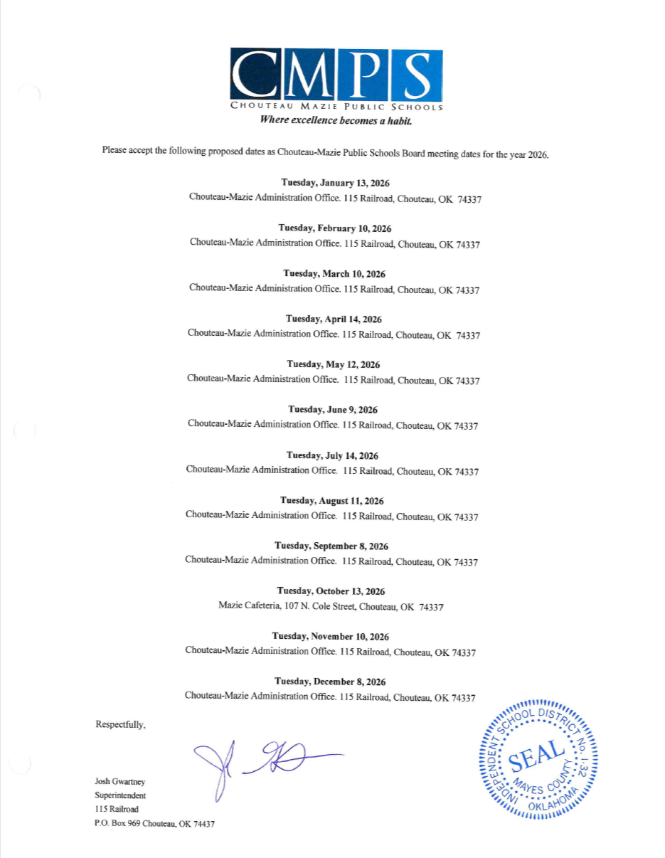 2026 Board Meeting Datess 