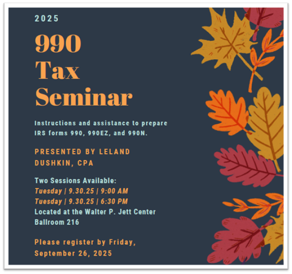 990 Tax Seminar Invitation Image