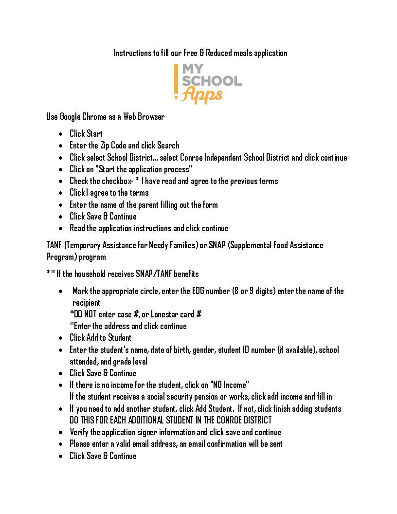 Instructions to Complete a Free and Reduce Application Part 1