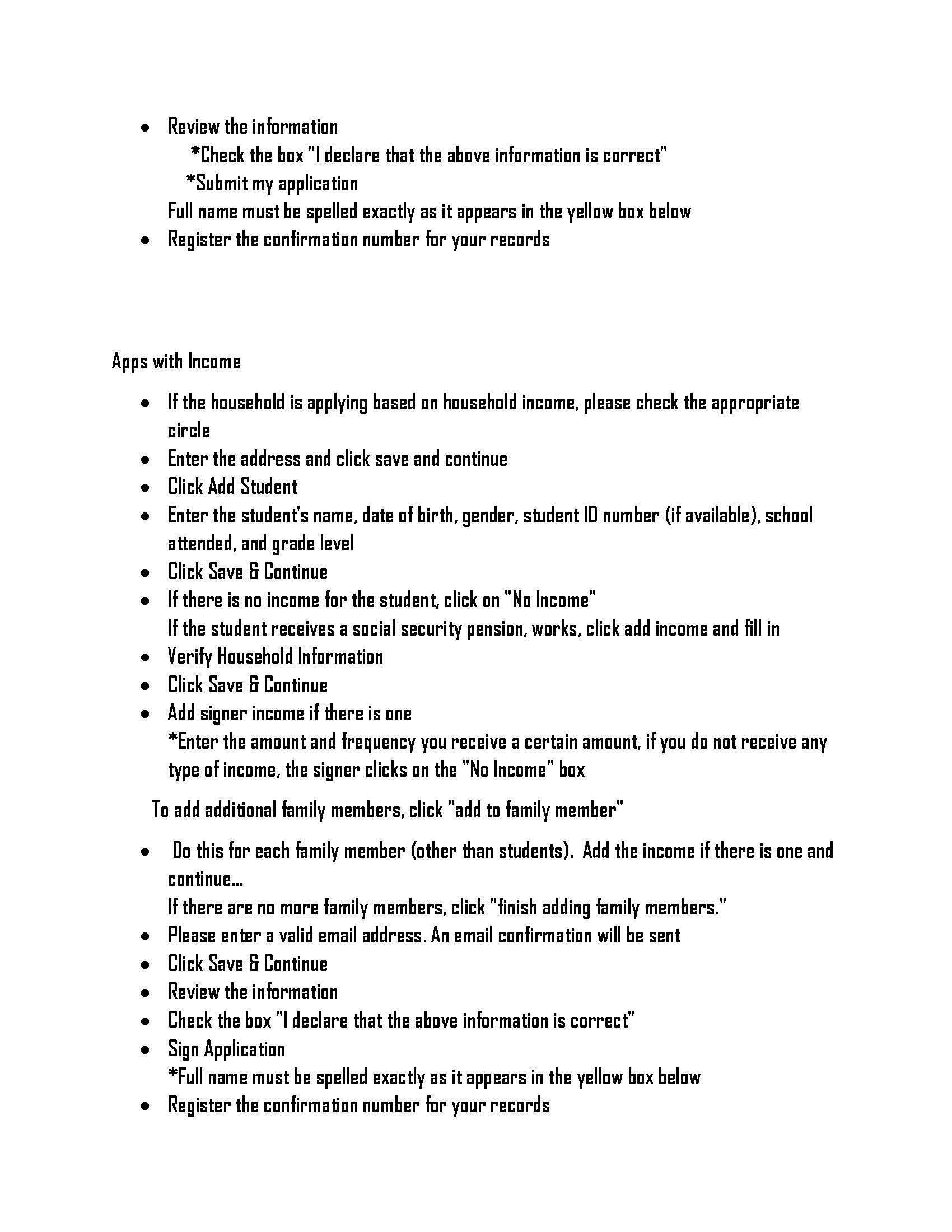 Instructions to Complete a Free and Reduce Application Part 2