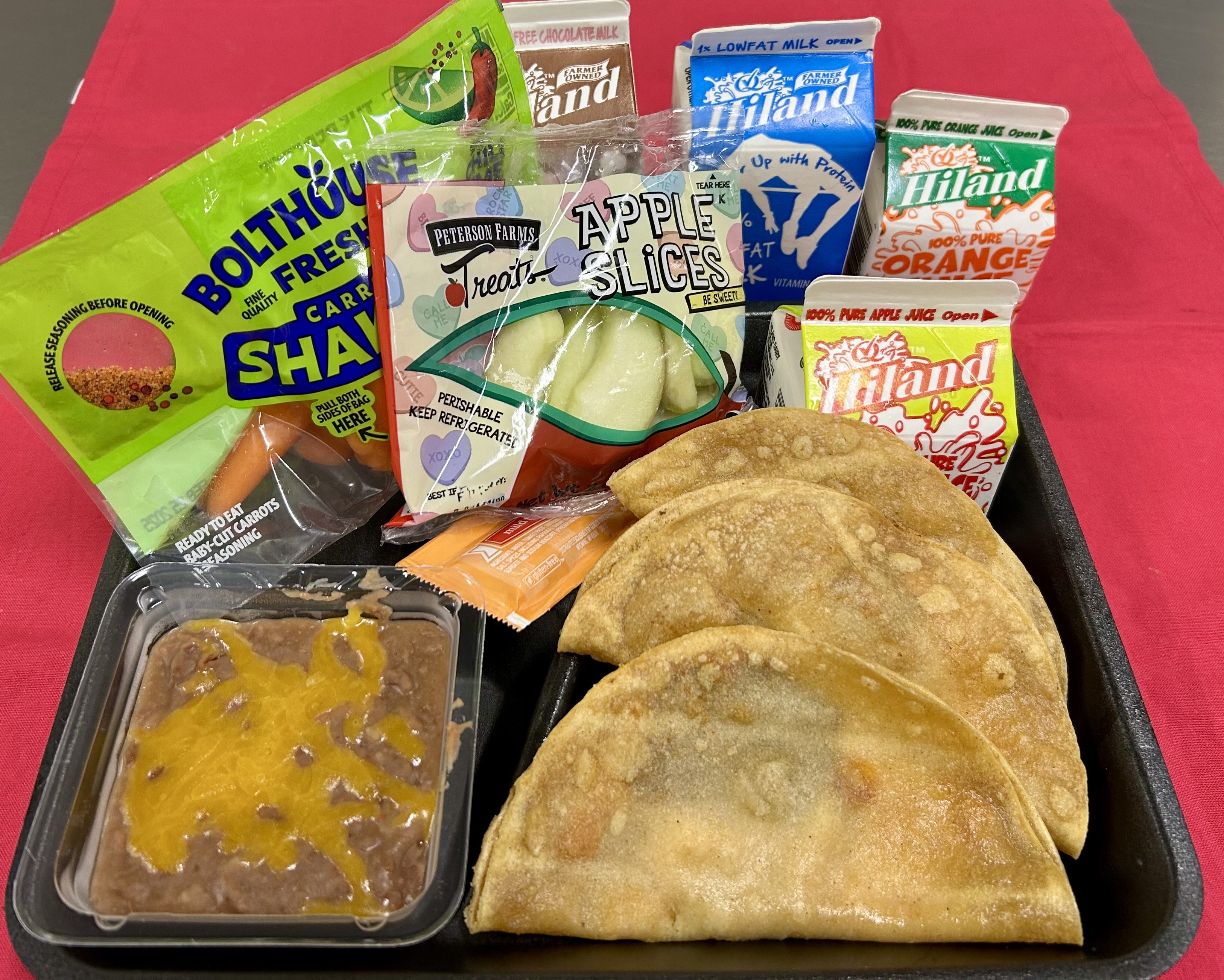 Local Beef Tacos, and Apple Slices, 