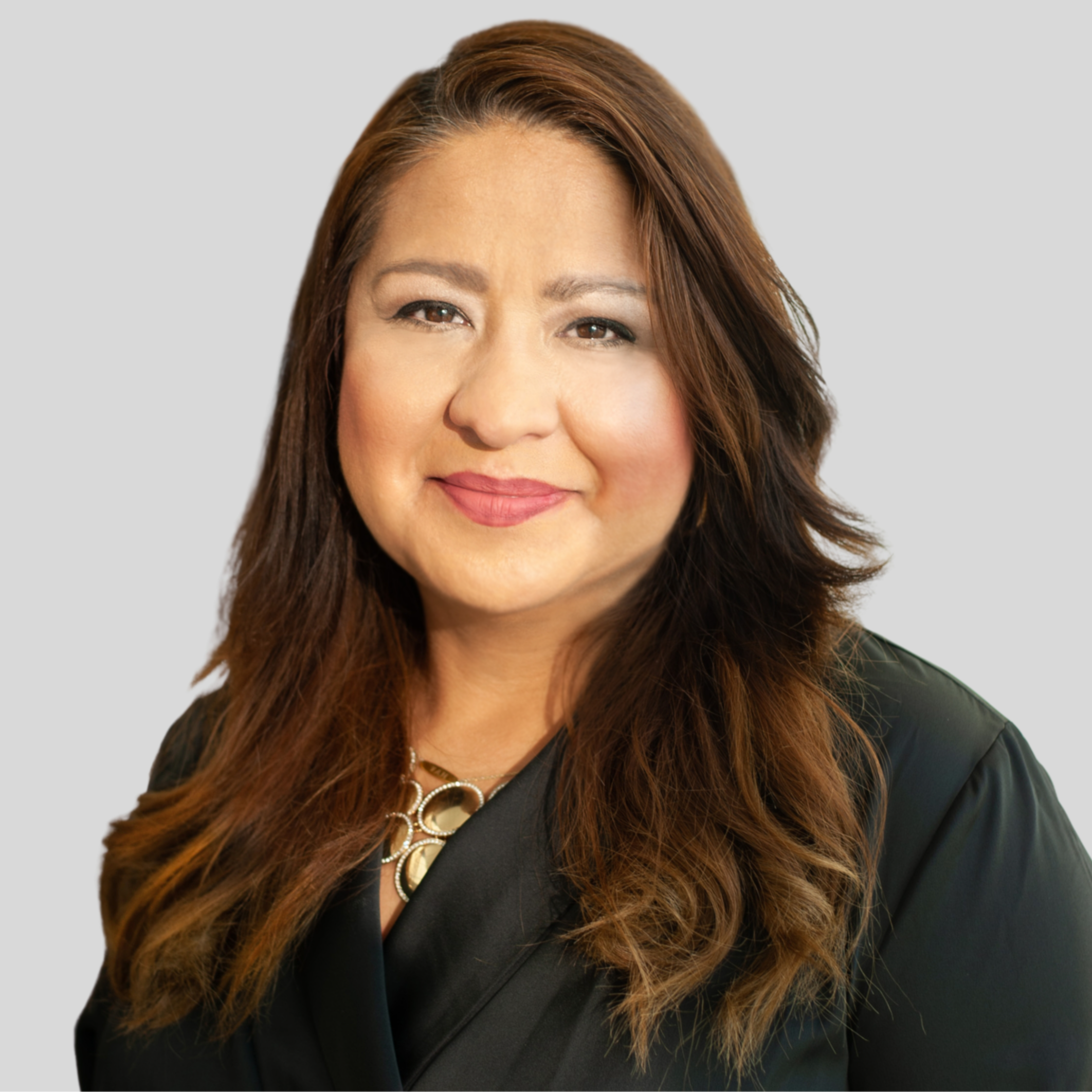 Headshot of Greta Raquel Aguilar, Early Childhood District Instructional Coach. She is wearing a black blouse . She ha long brown hair and brown eyes.