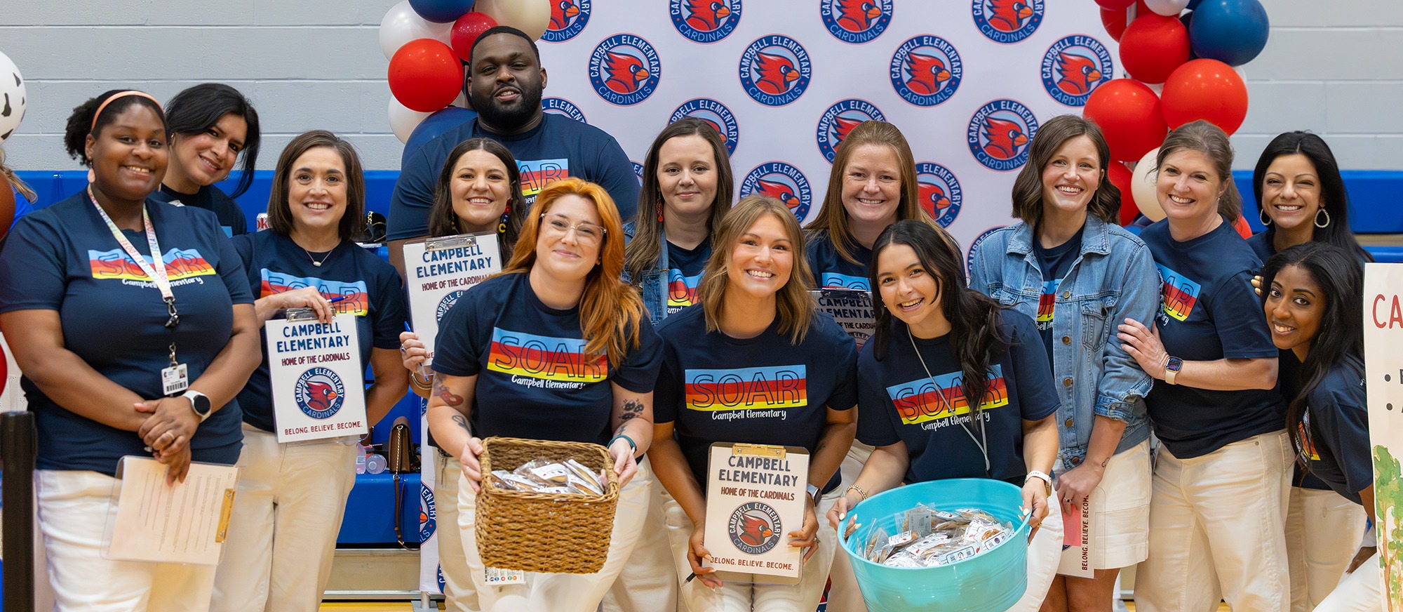 Campus employees ready to welcome applicants.