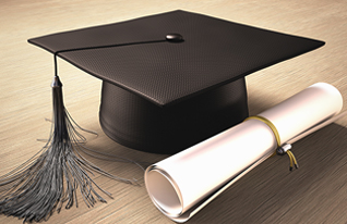 A toga hat and a diploma