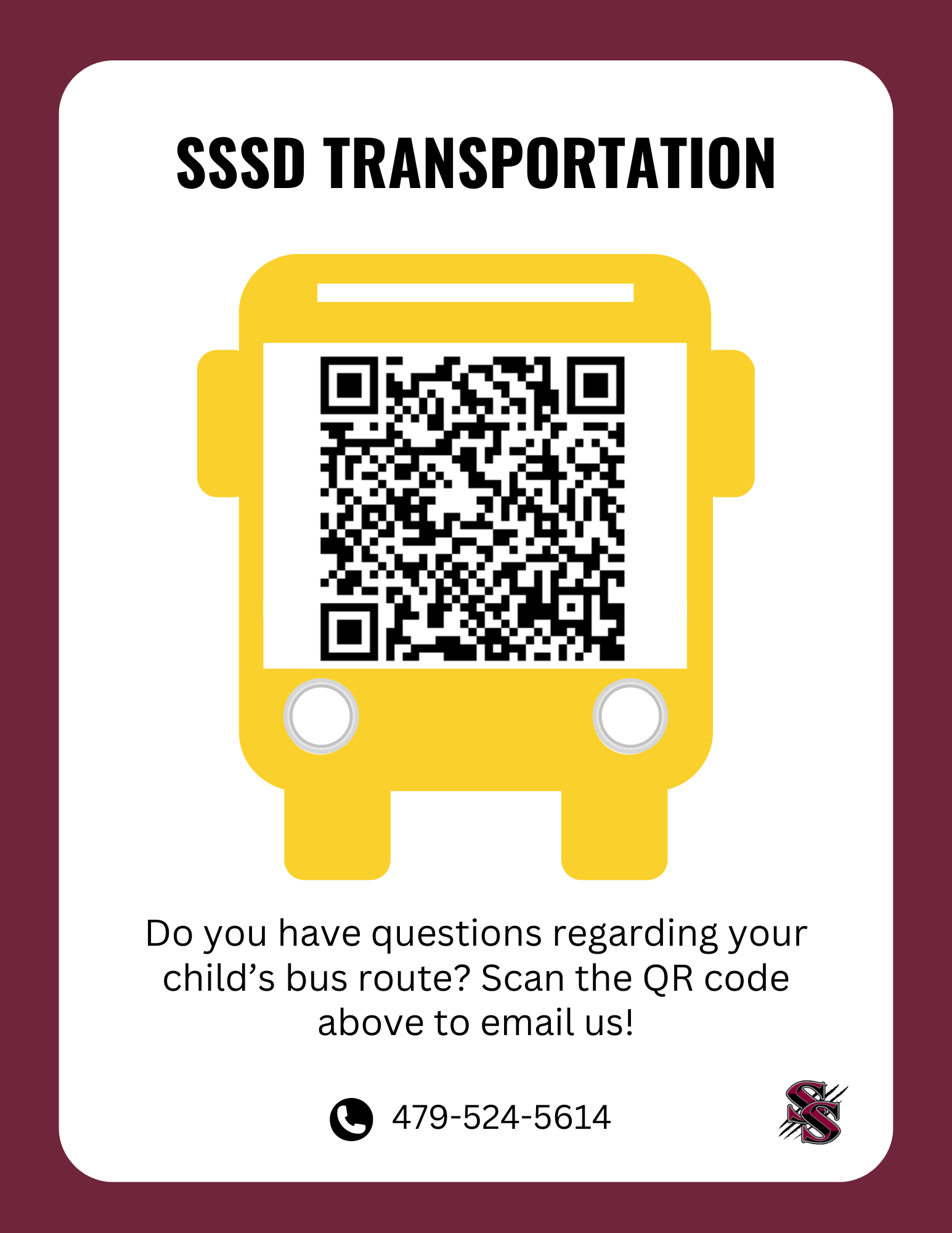 scan this qr code to email our bus department and get your questions answered