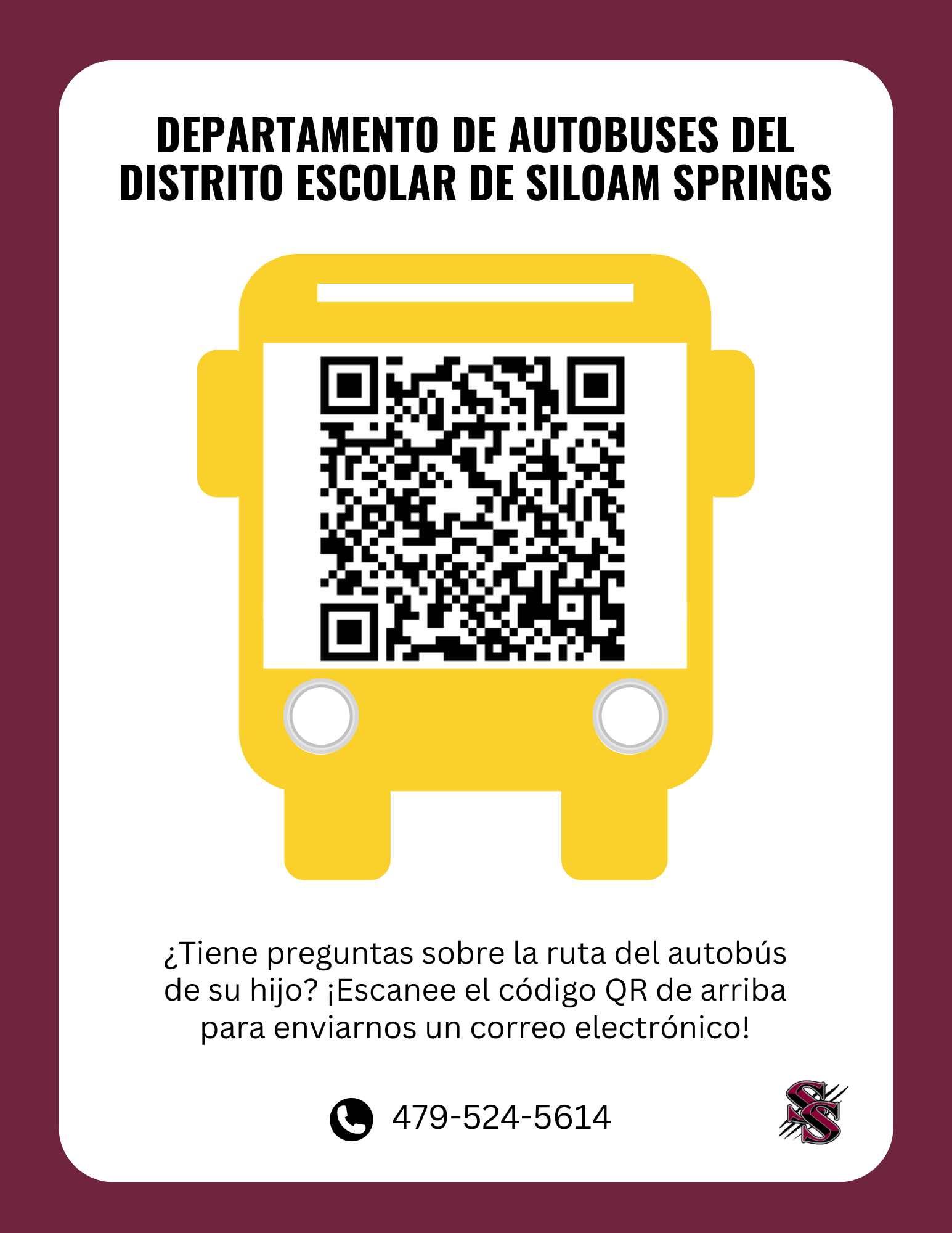 scan this qr code to email our bus department and get your questions answered