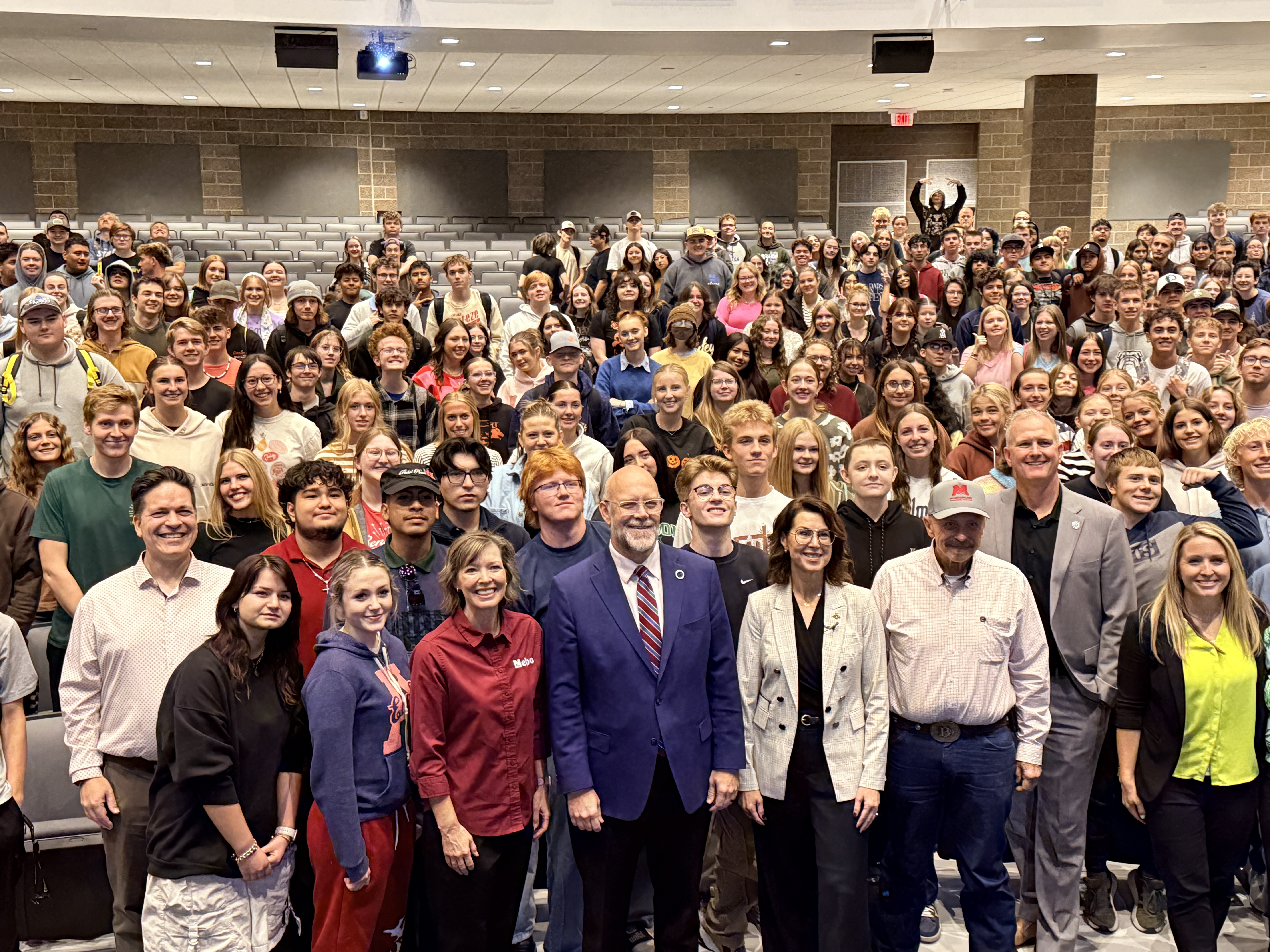 District Students with the Lt. governor for a service assembly