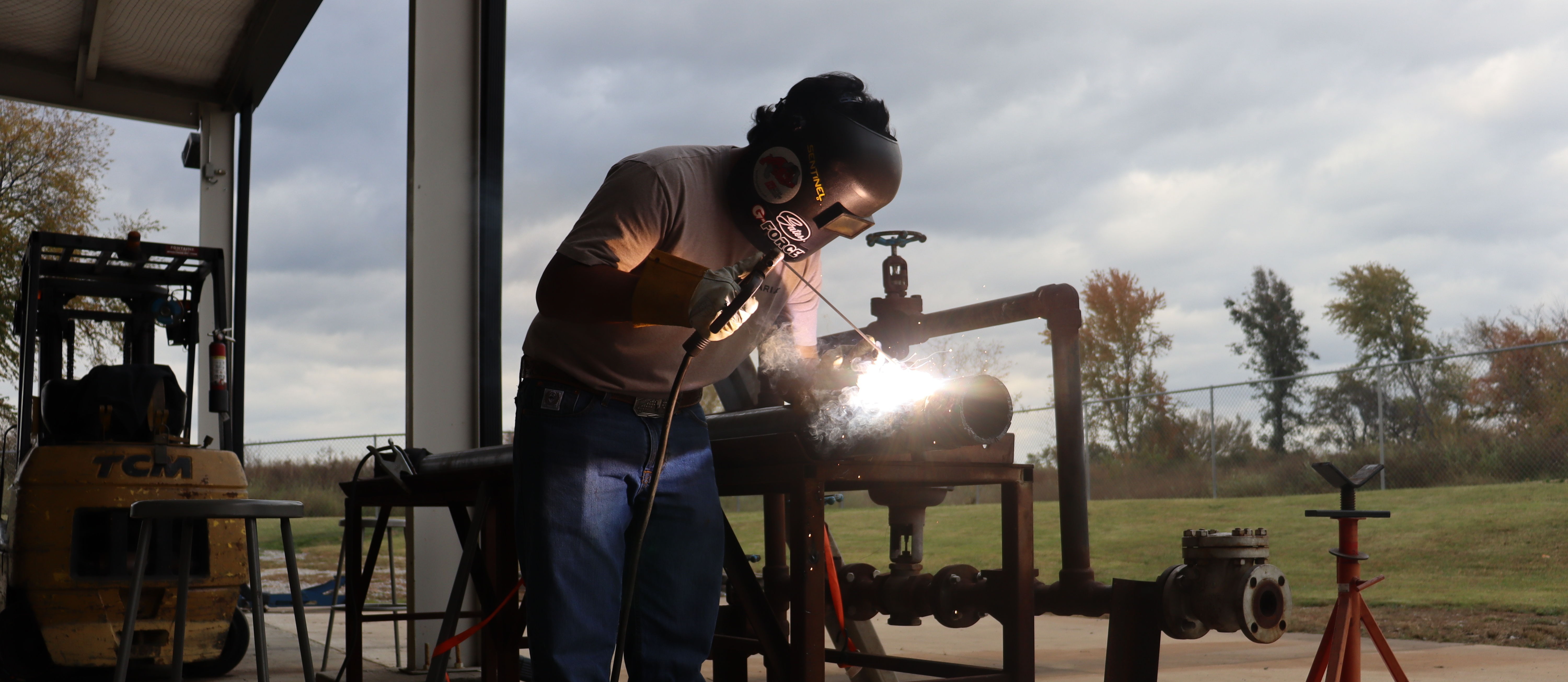 student welding