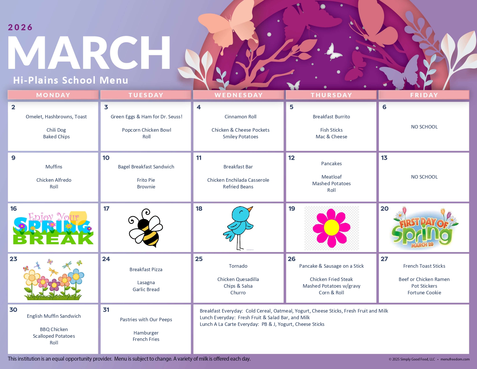 March Menu