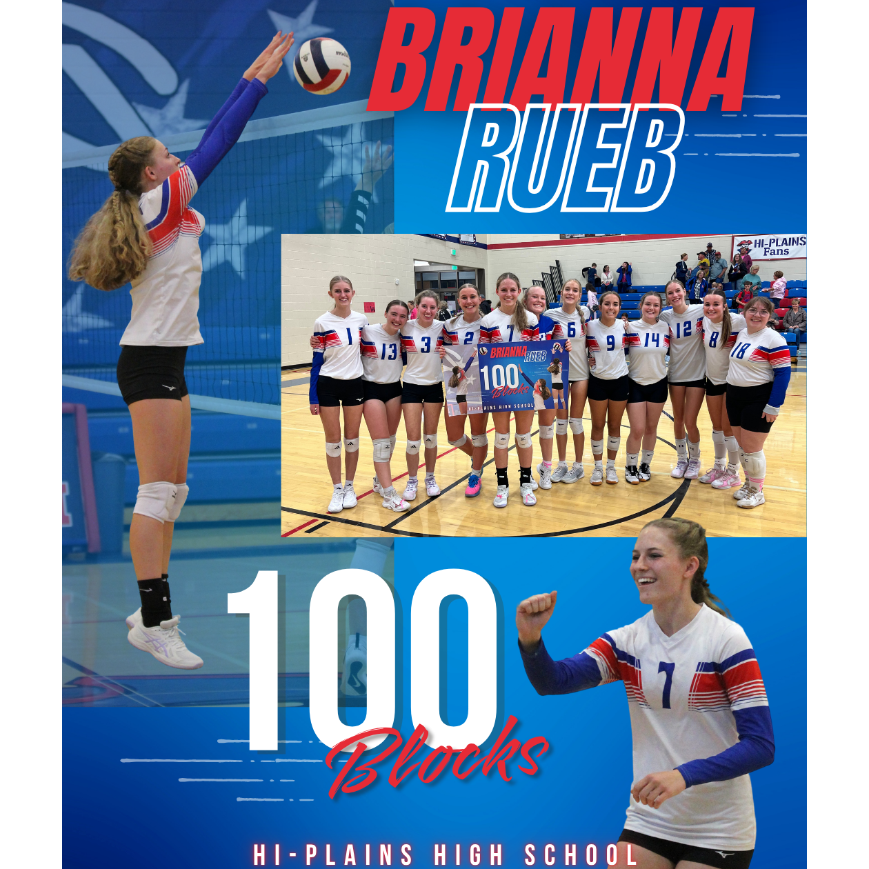 Brianna Rueb Achieves 100 Career Blocks