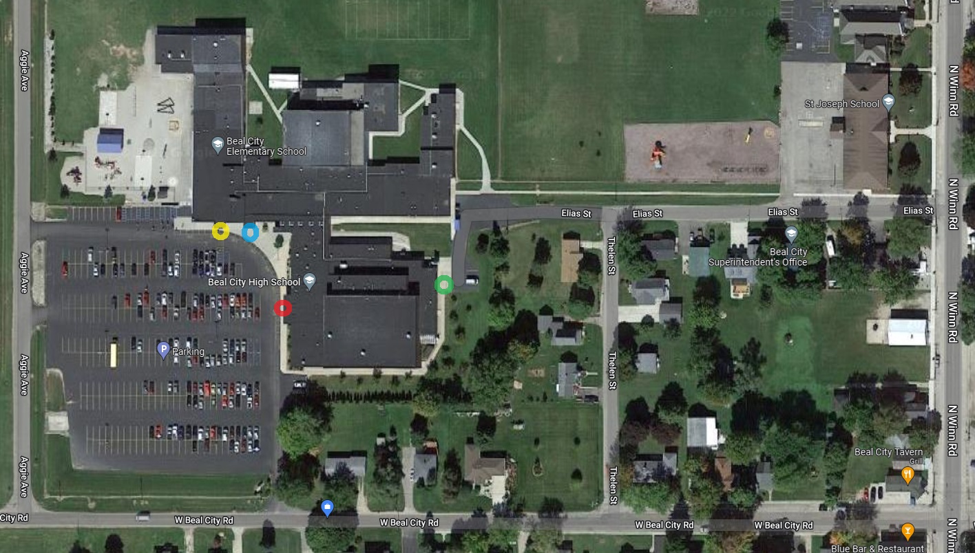 Aerial view of Beal City Public Schools Campus
