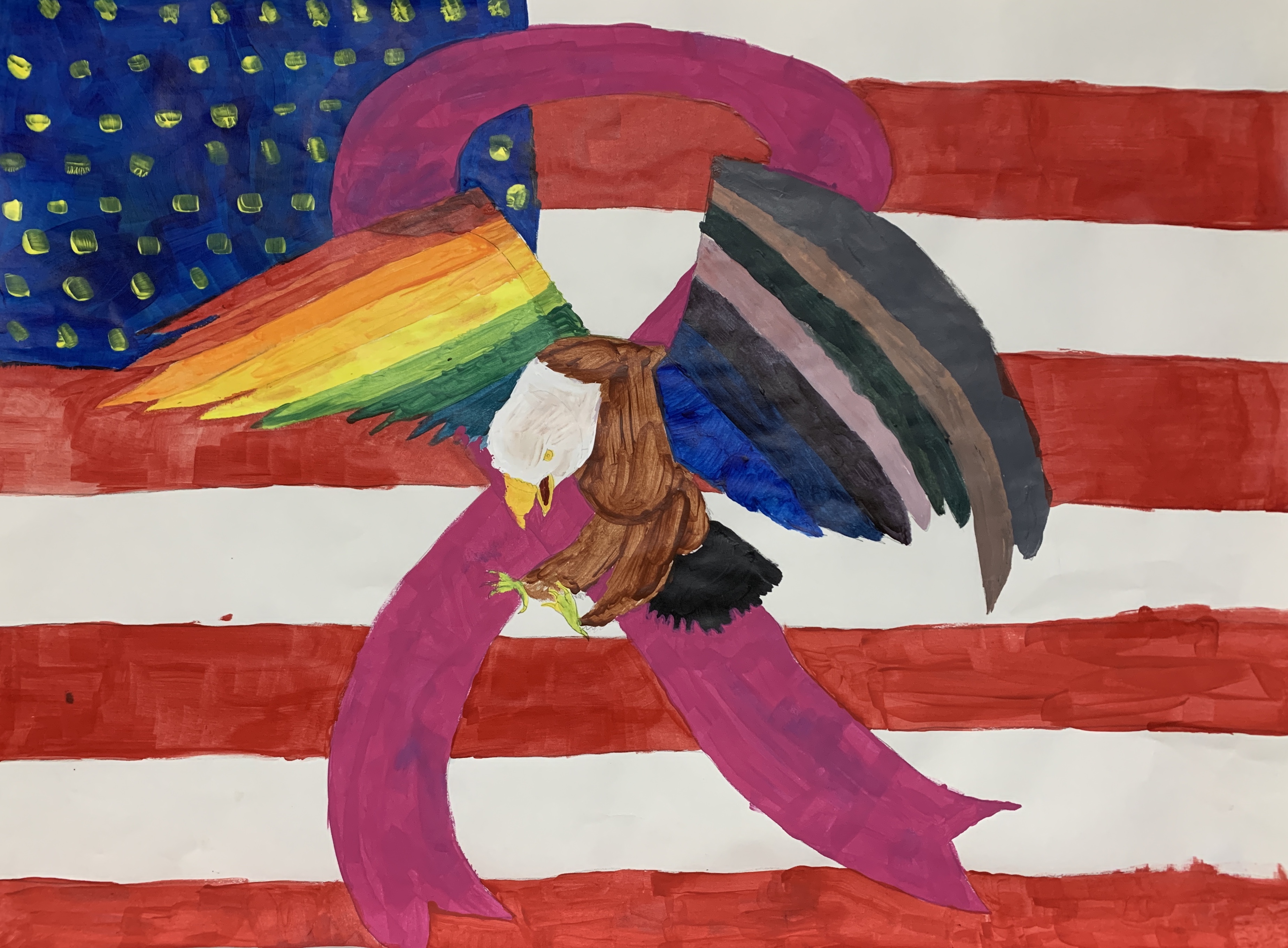 Students color wheel project - bald eagle