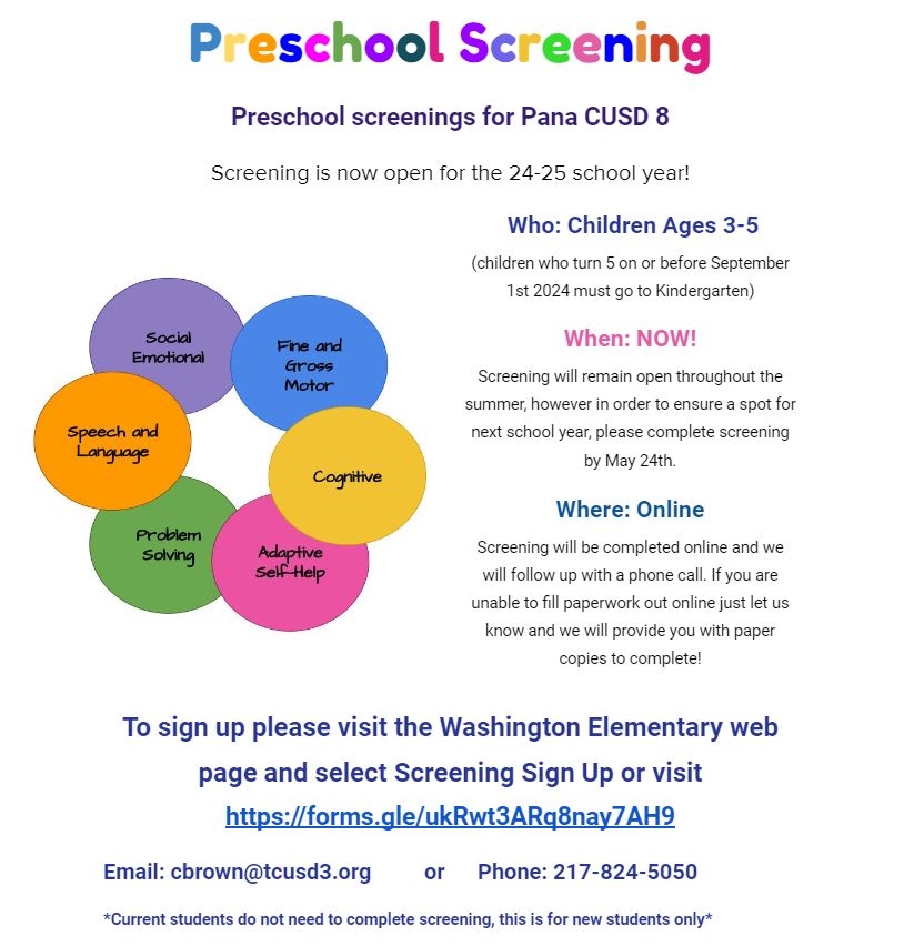 Washington School Preschool Screening for FY25