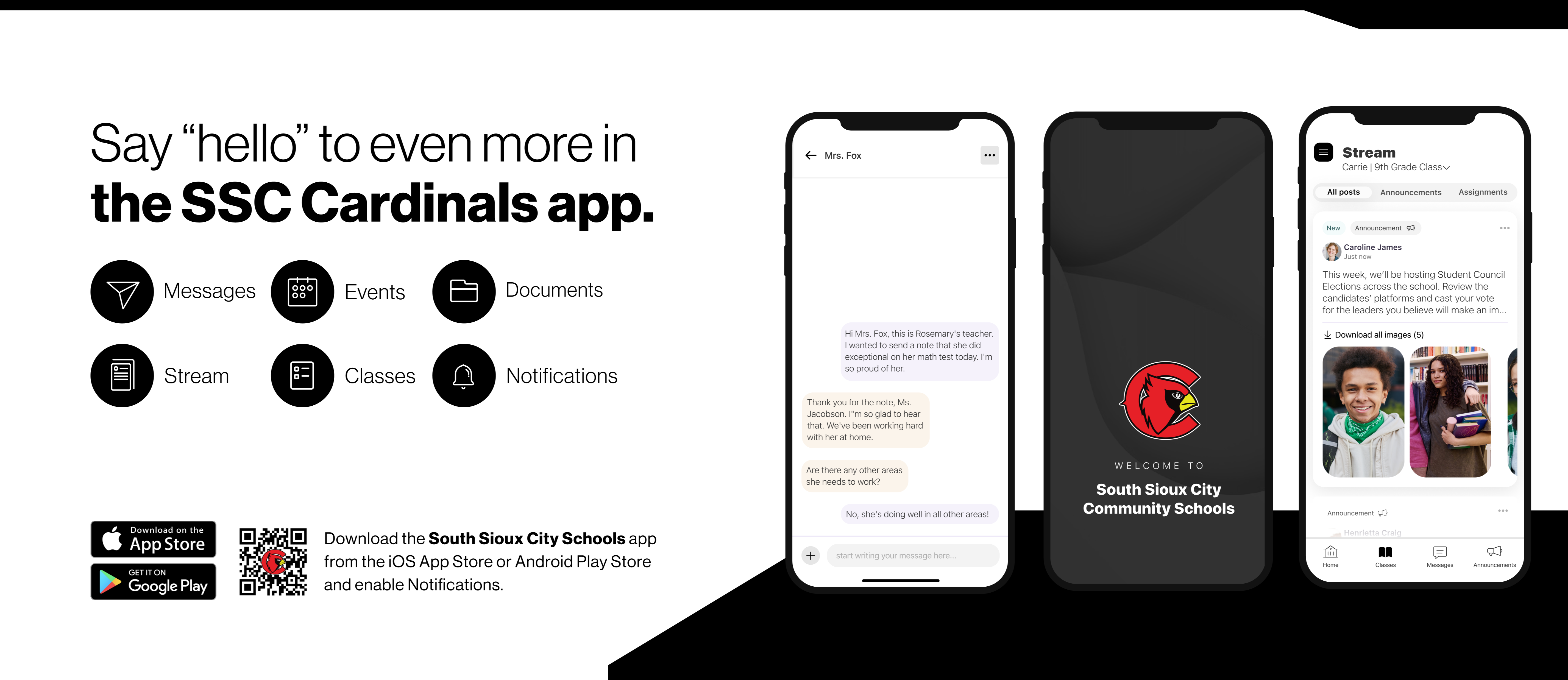 Say hello to Parent-Teacher chat in the new Rooms app. Download the South Sioux City Community Schools app in the Google Play or Apple App store