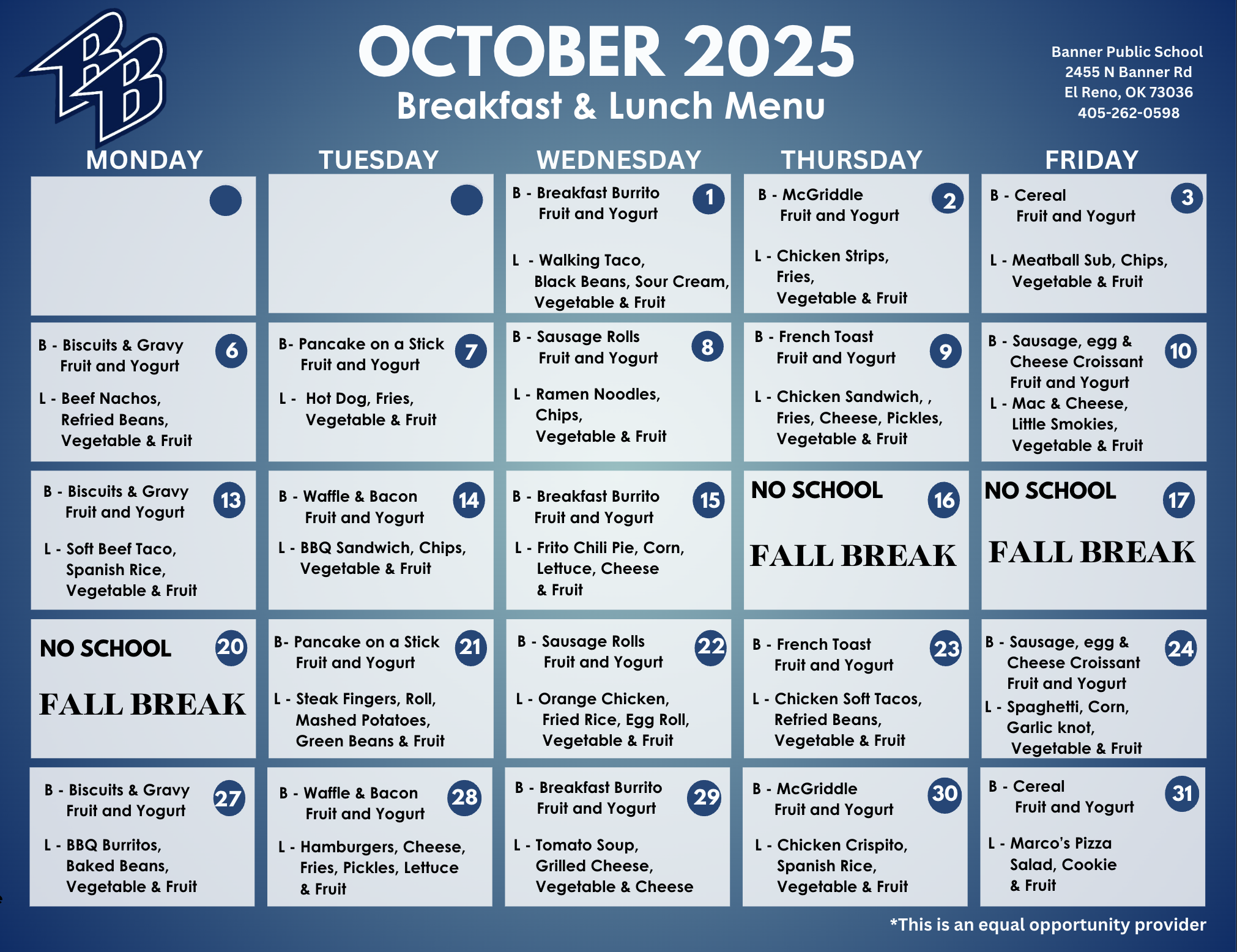 oct menu