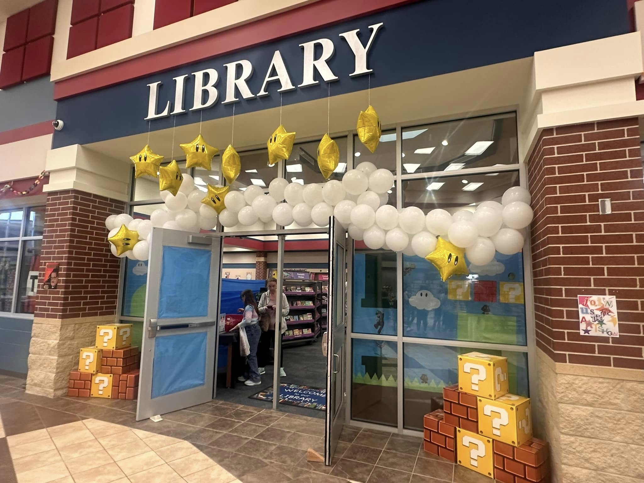 Library decorated for book fair