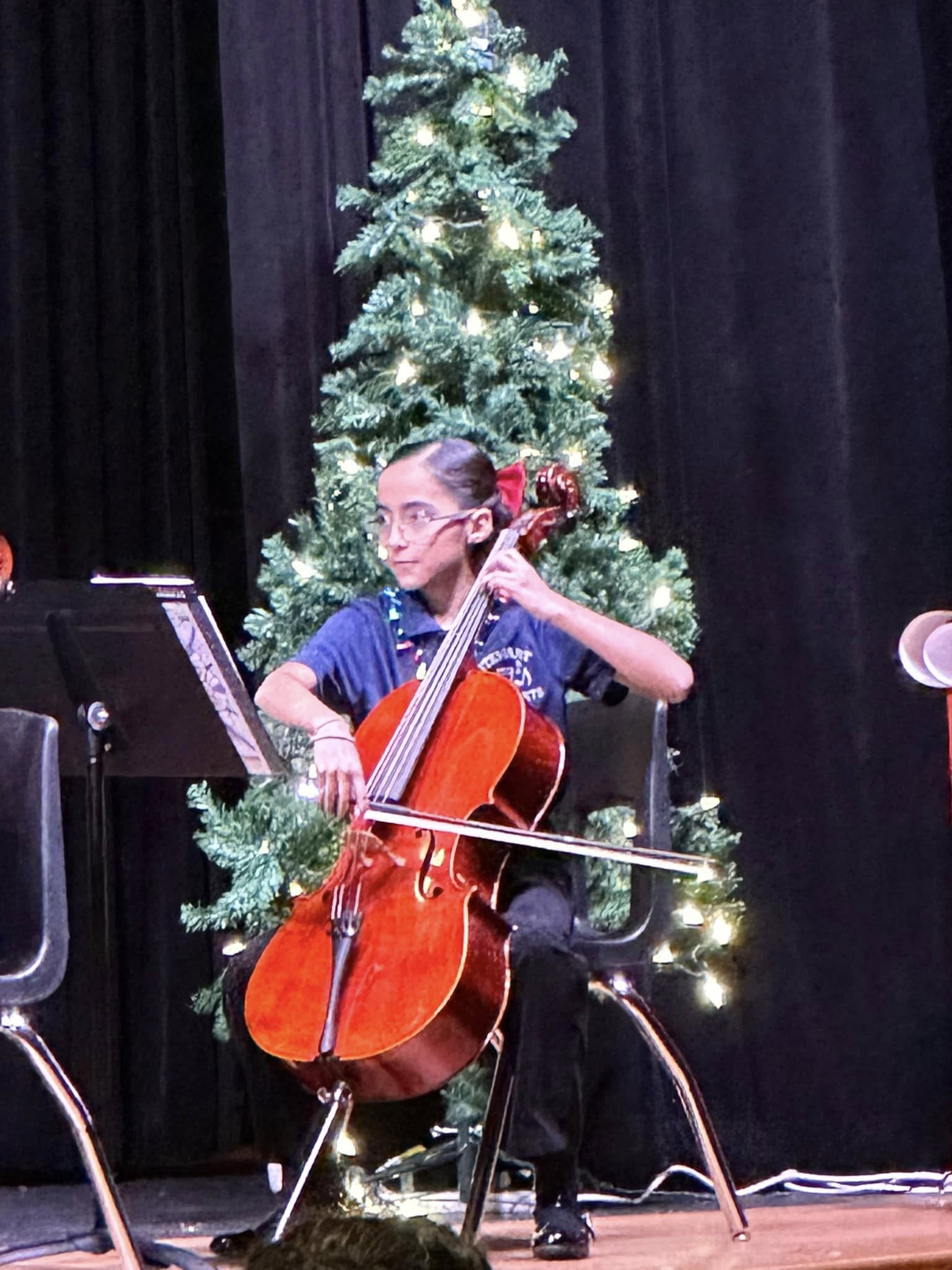 Orchestra student performing