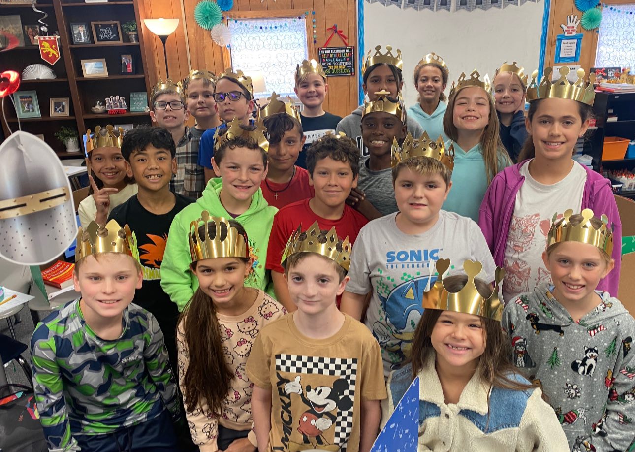 Students celebrating completing a bluebonnet unit