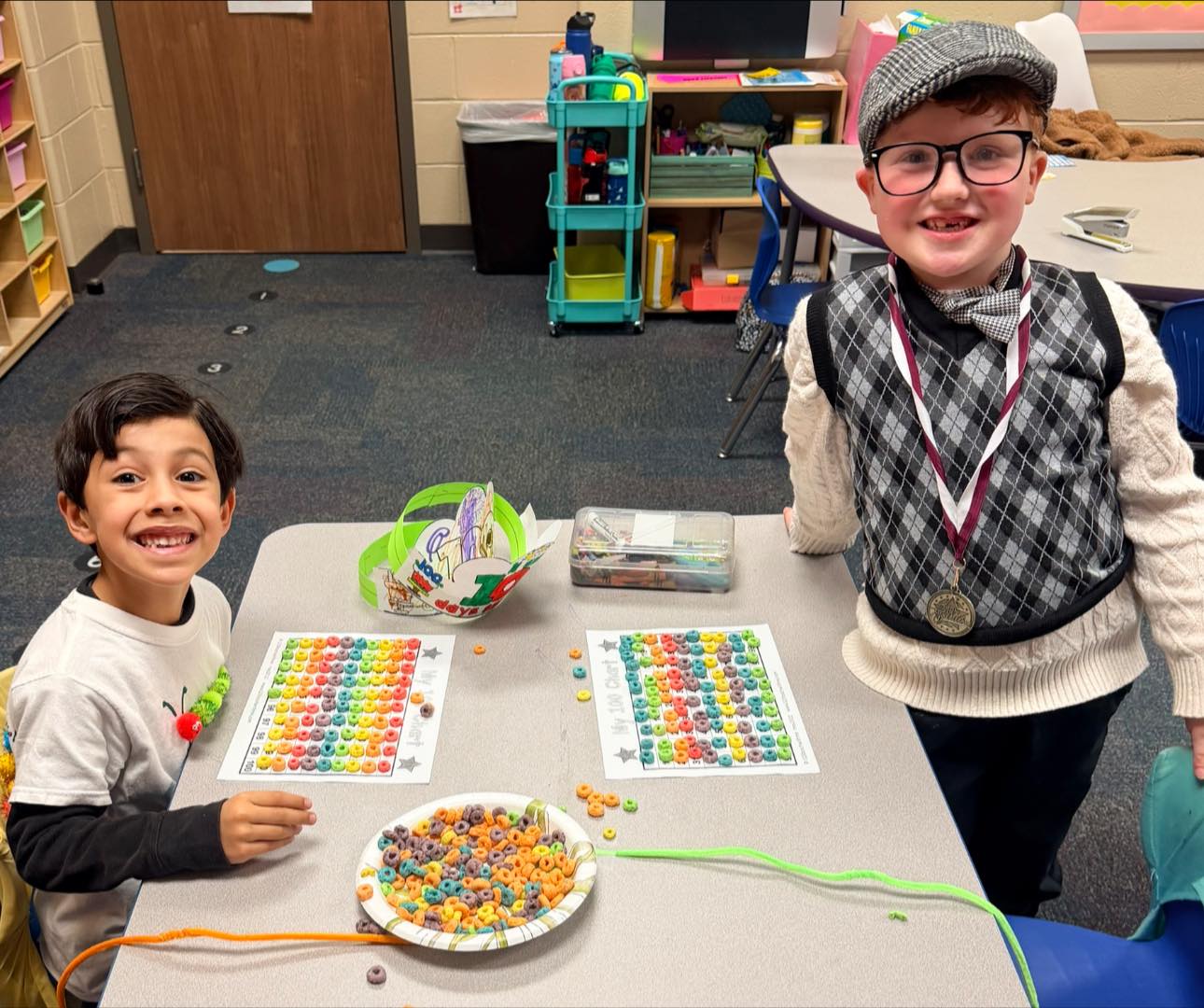 Students doing some hands on math activities