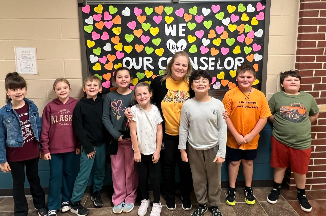 Mrs. Plachy with students for counselor appreciation