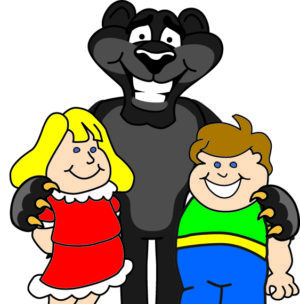 Mascot with students