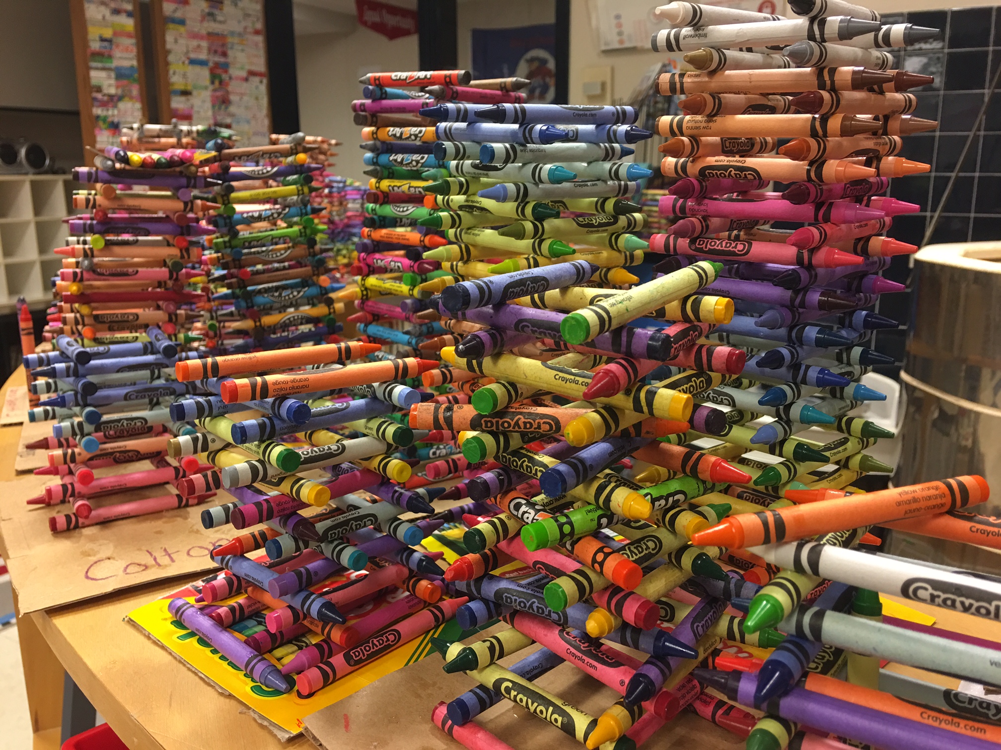 photo of color crayon towers