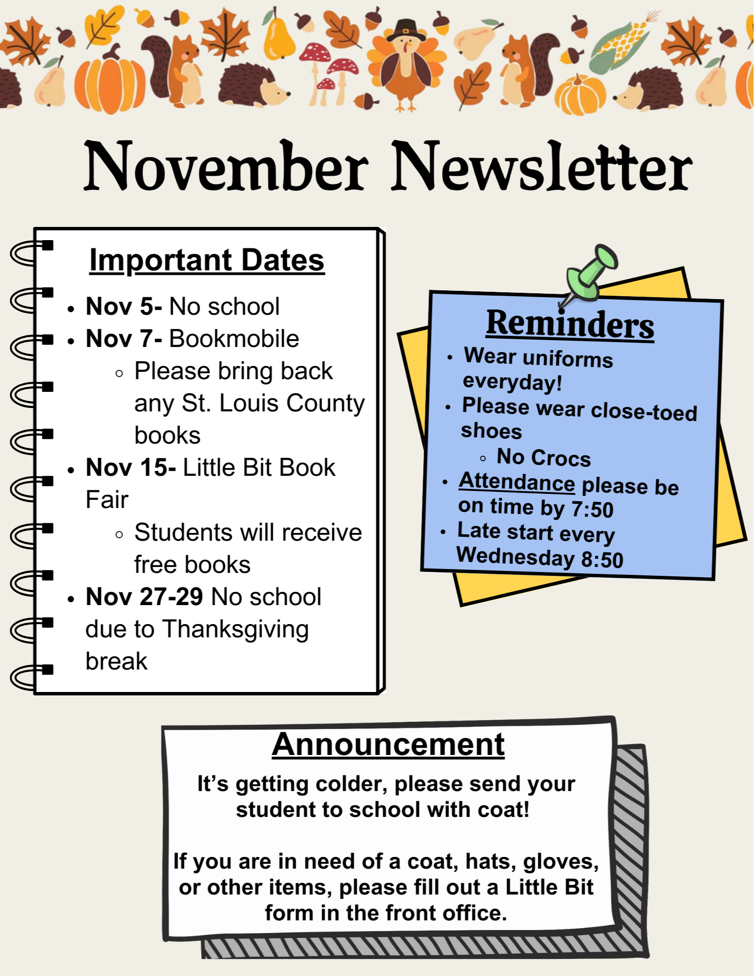 November Newsletter- click on the November button to read more