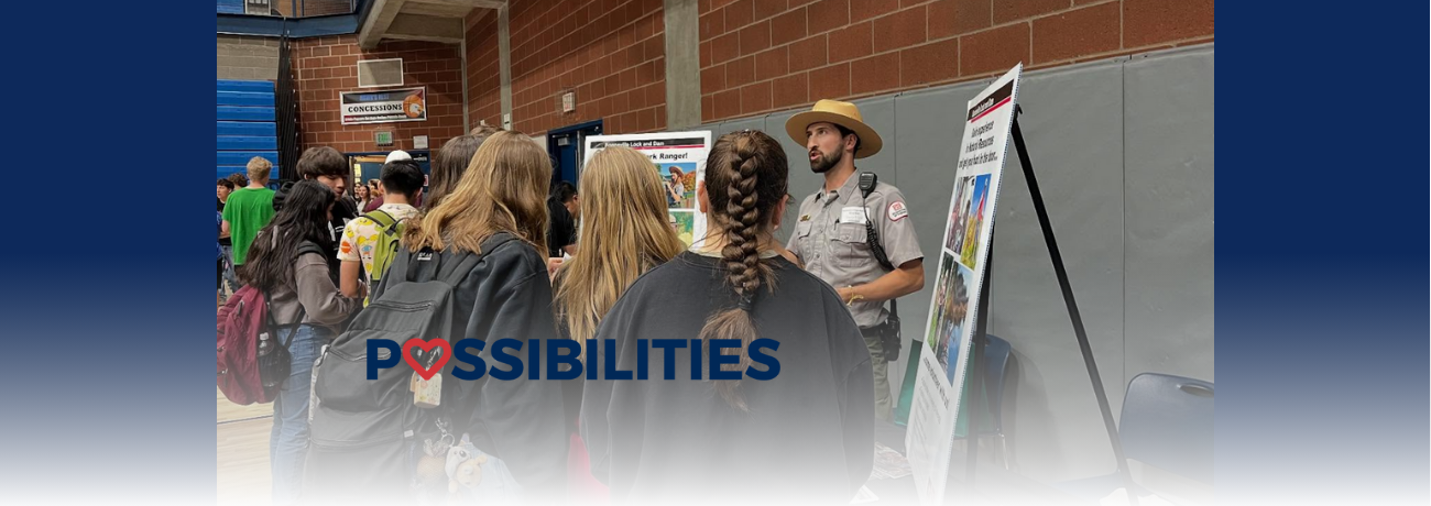 Students speak to vendors at 2025 Launch Fair.