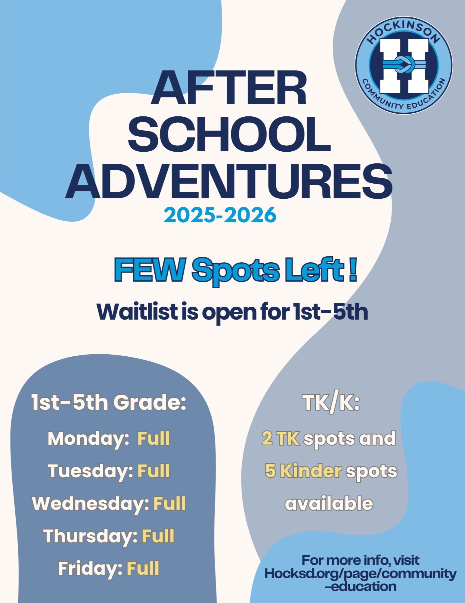 After School Adventures is opening registration on May 5th, Register on Intouch