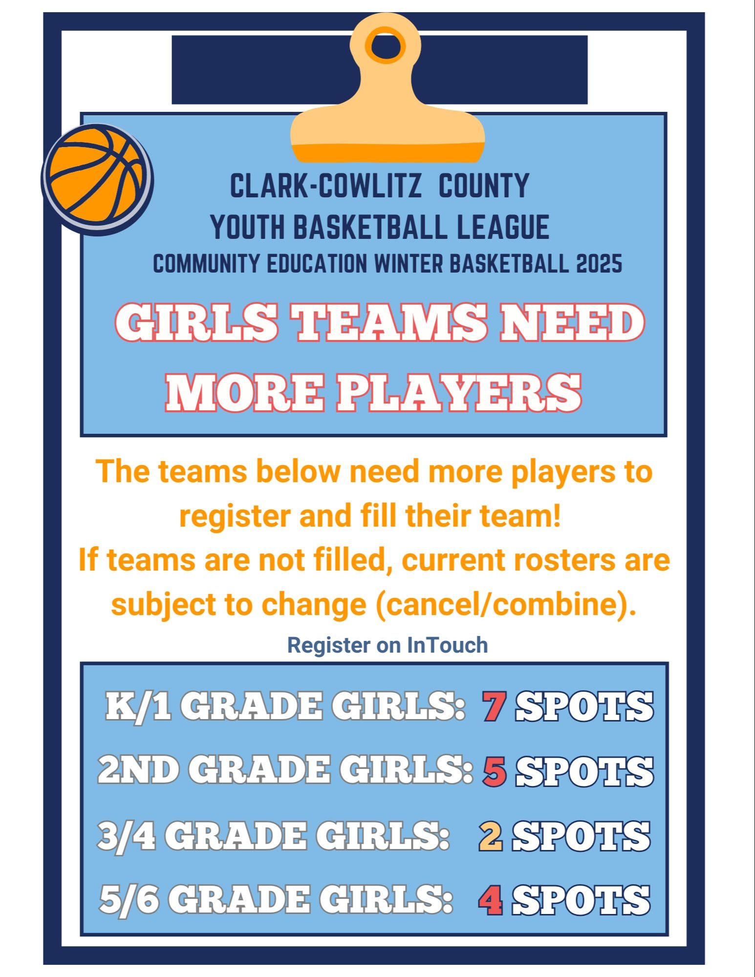 CCYBB GRILS needs more players!!