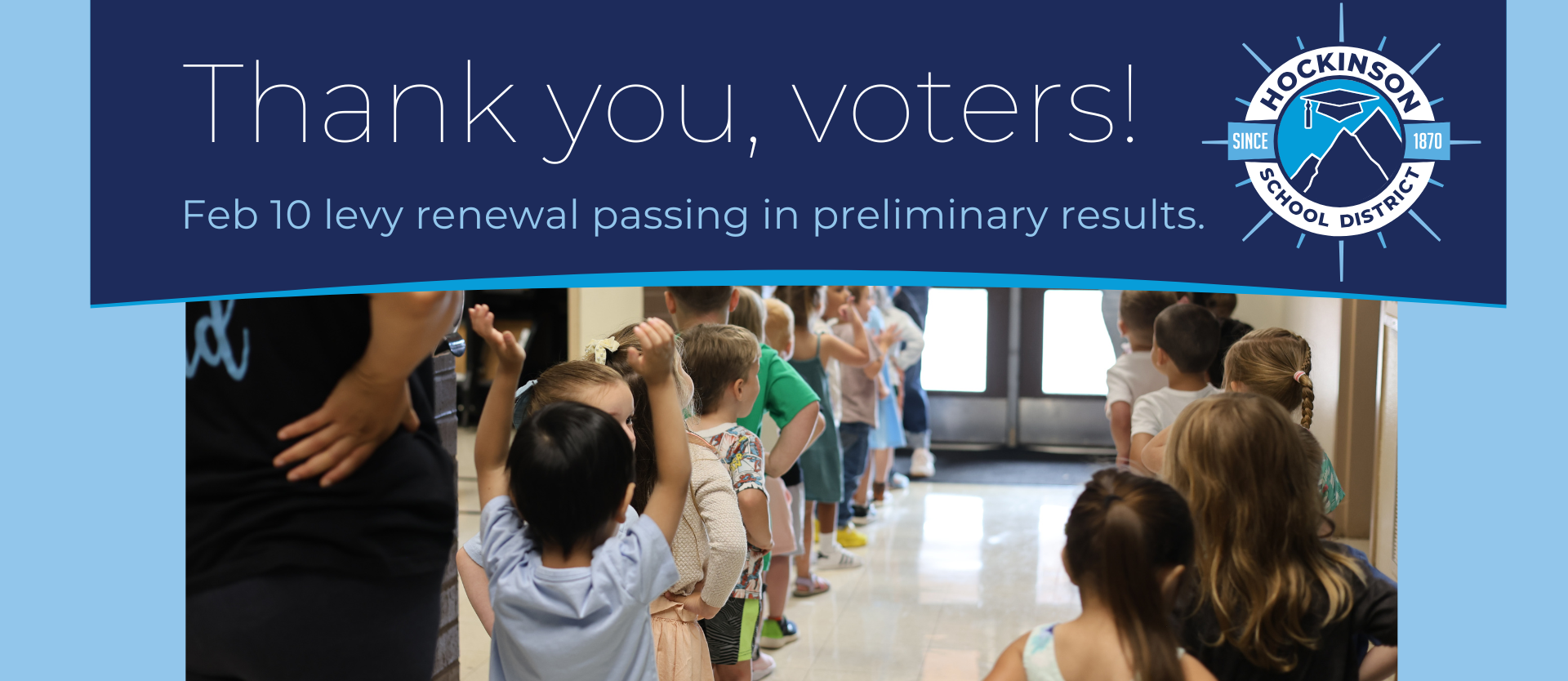 Students with text Thank you Voters