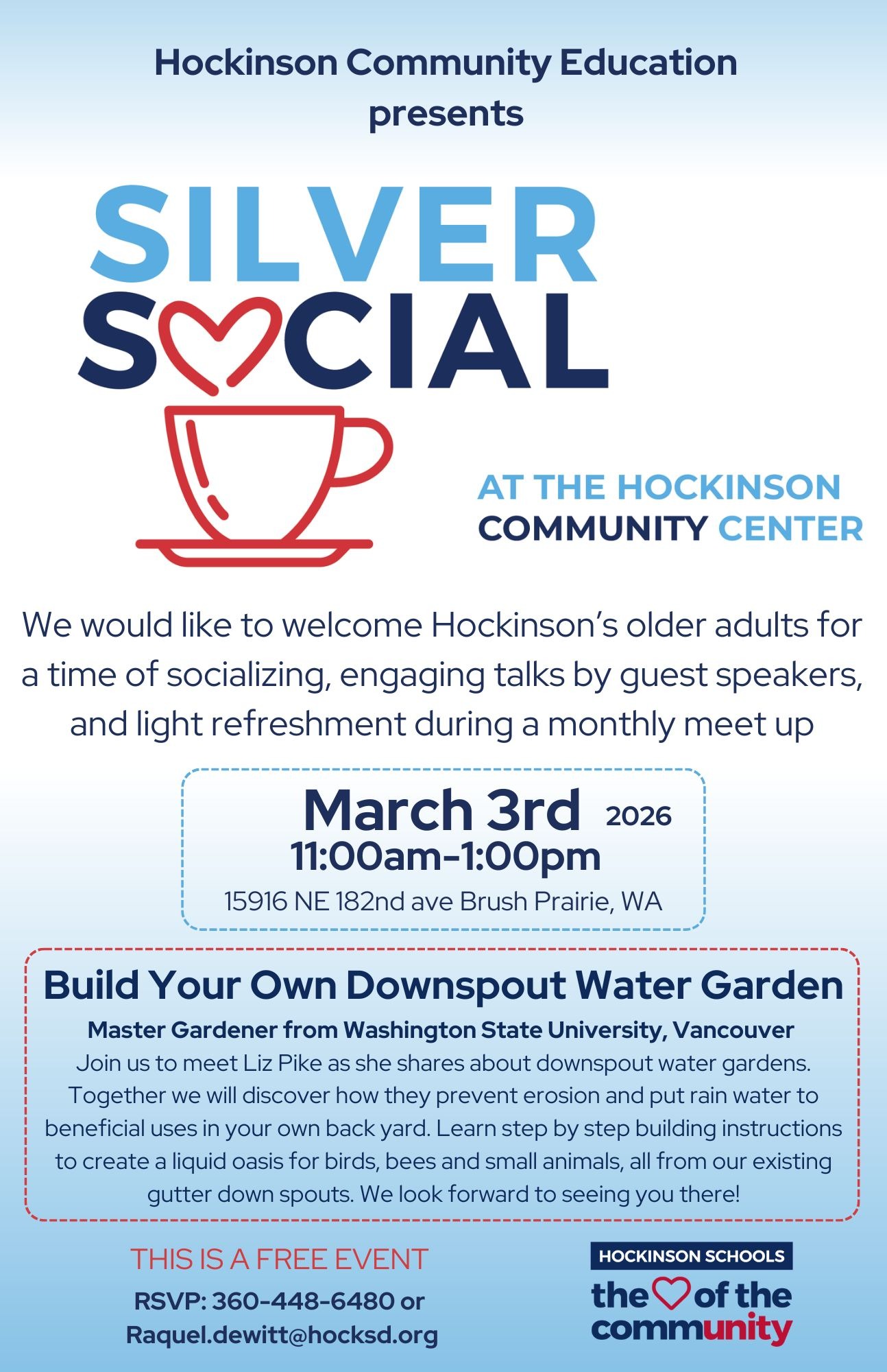 Picture of a flier for the Silver Social in  March 2026