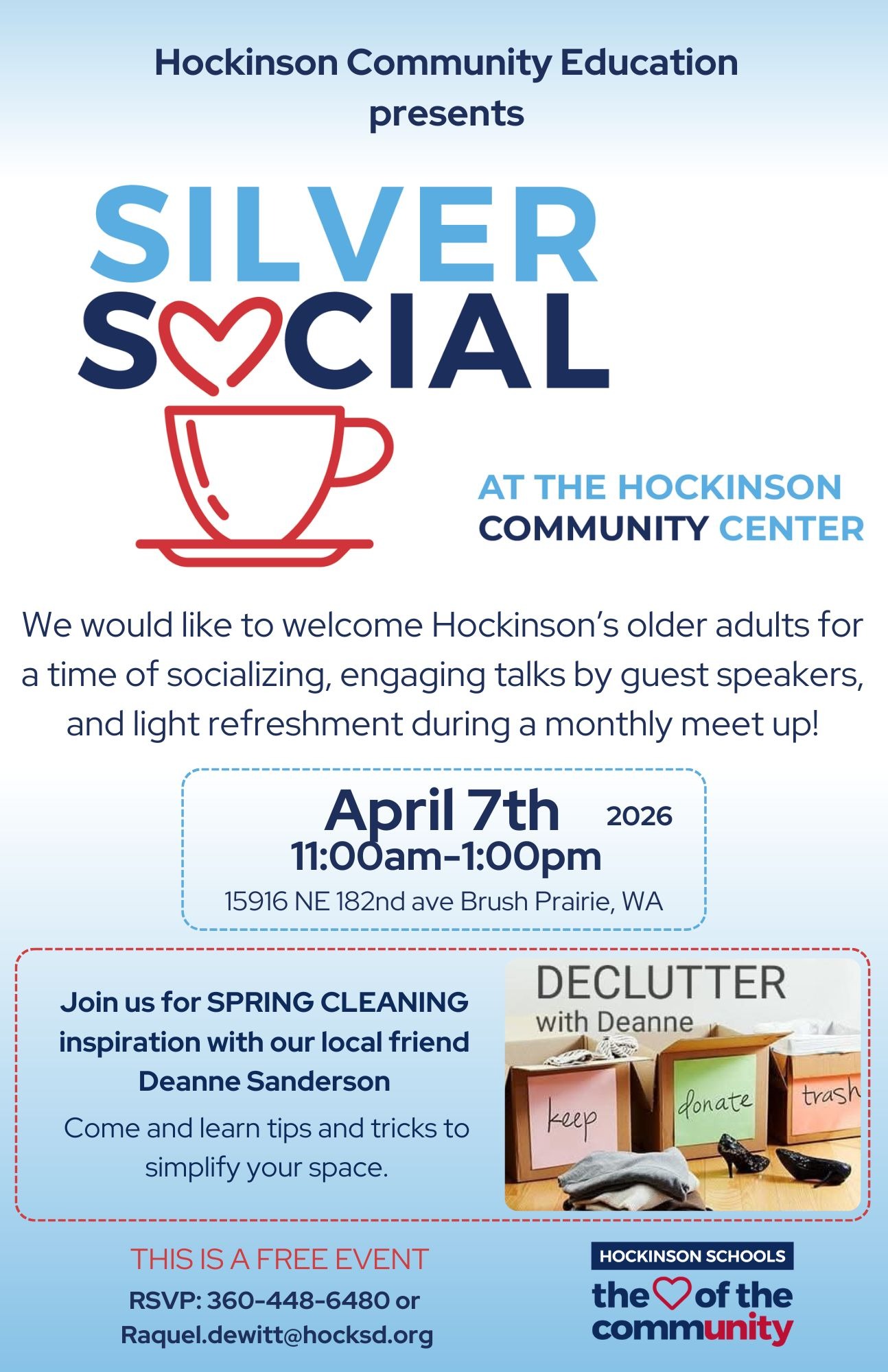 Picture of a flier for the Silver Social in  April  2026