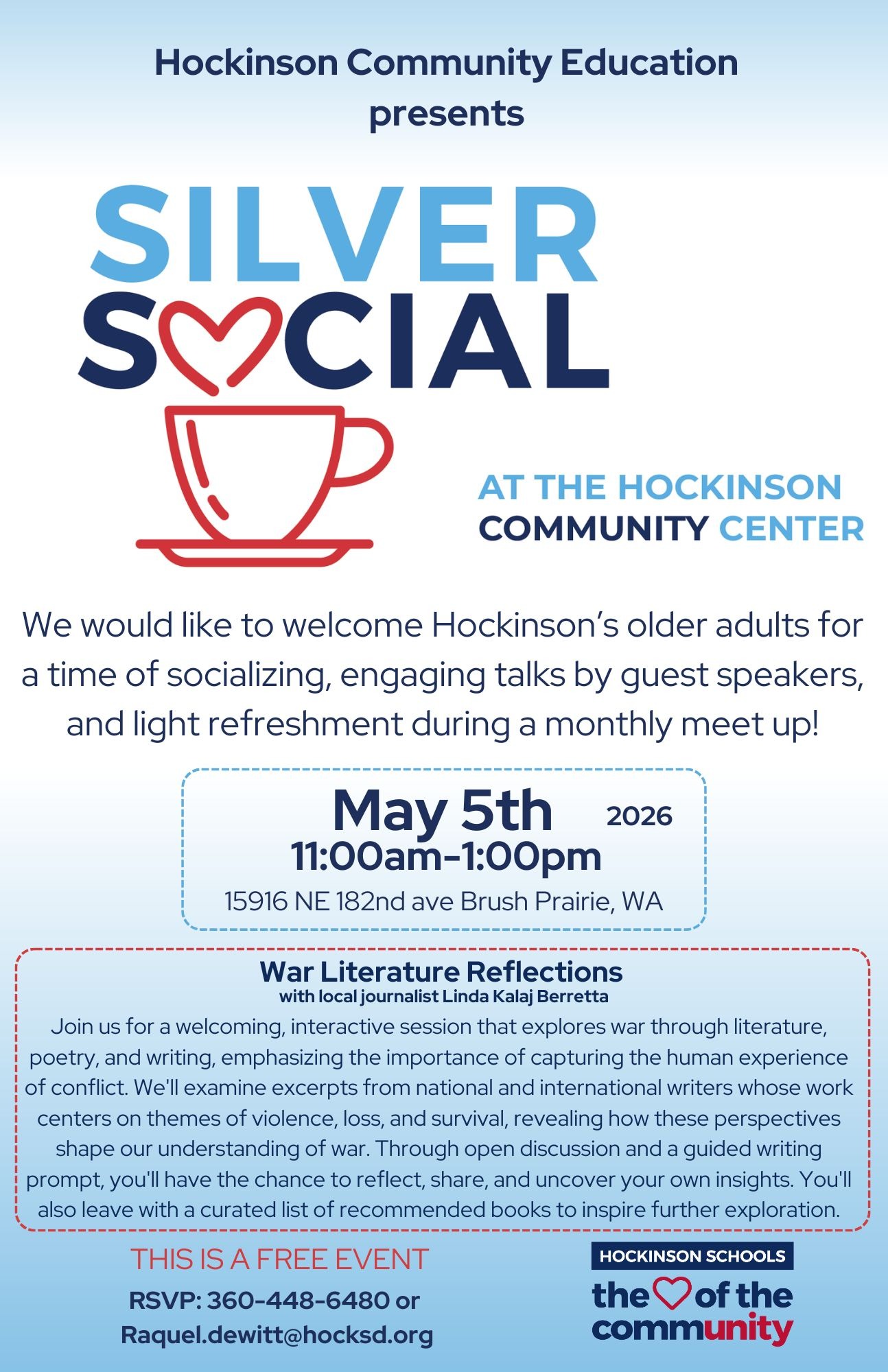 Picture of a flier for the Silver Social in  May 2026