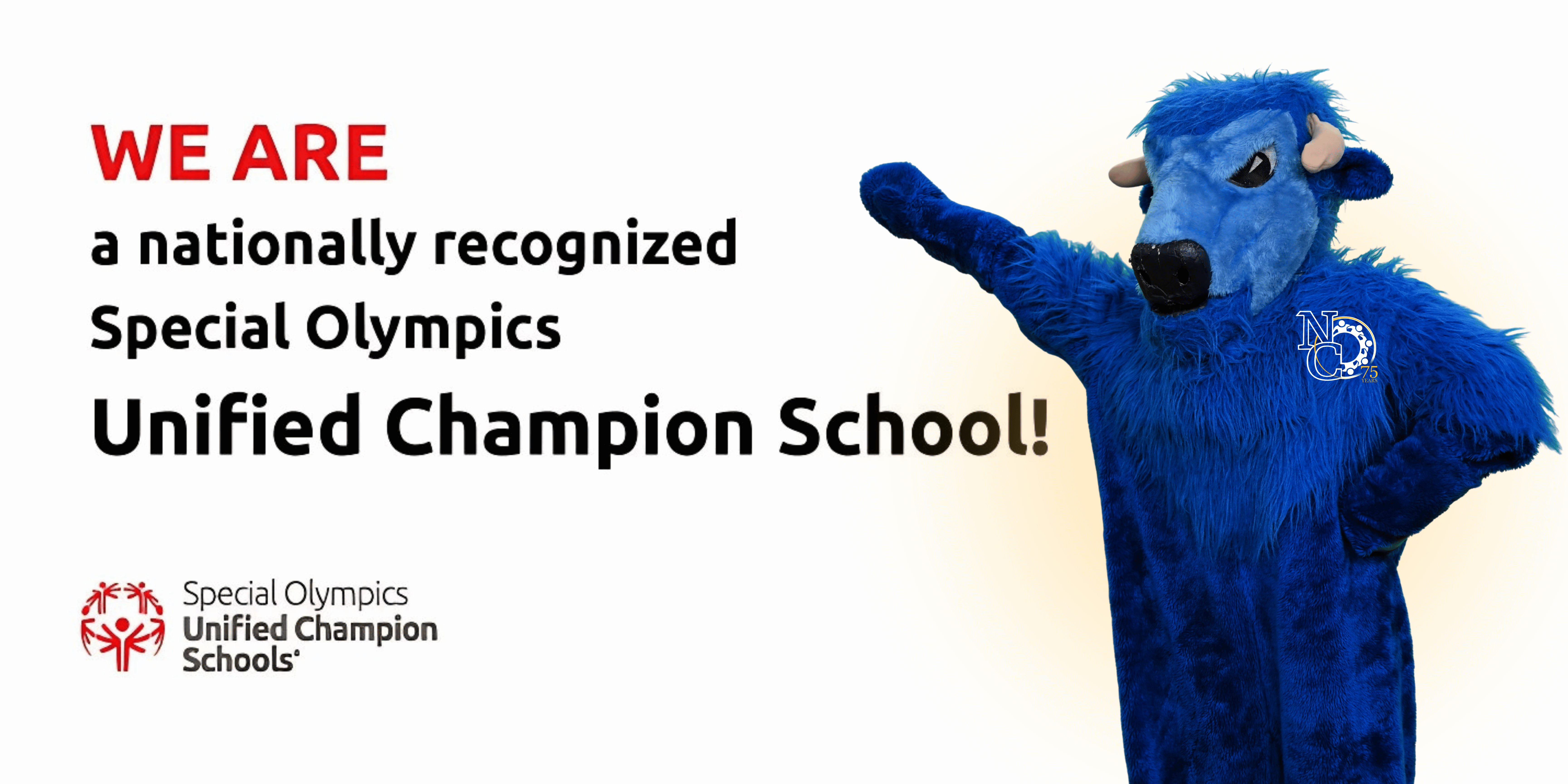Bison pointing at Unified banner